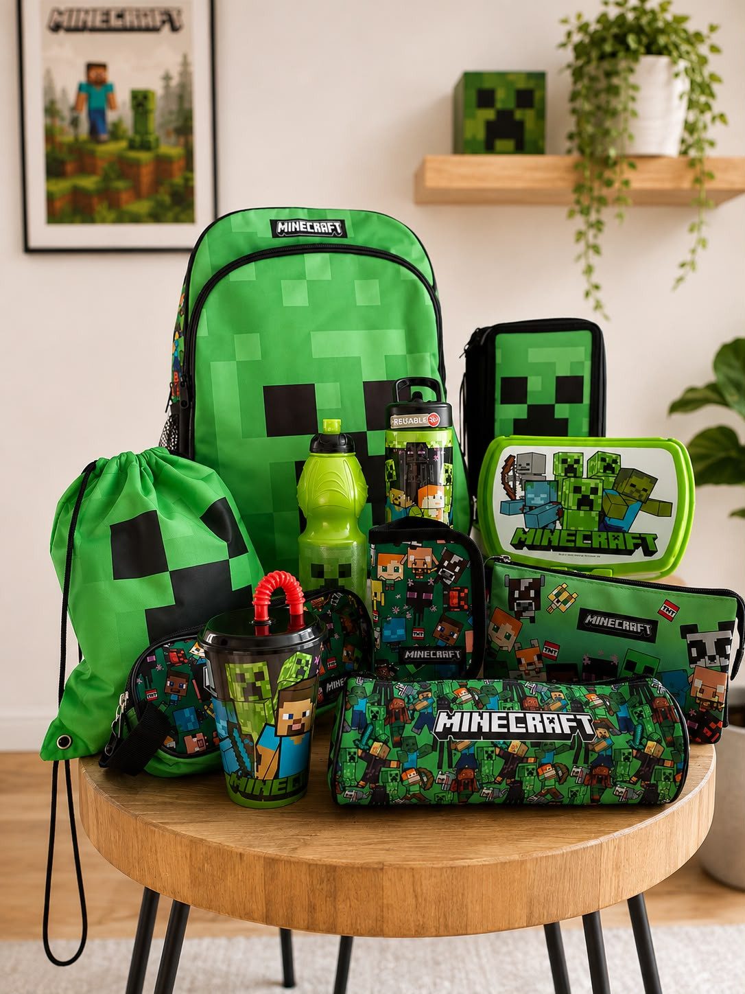 Minecraft Schulrucksack Minecraft Schulrucksack-Set XXL 11-teilig für Schule & Freizeit (11-tlg)