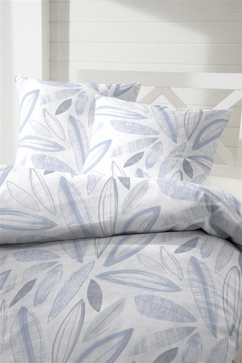 H.G. Hahn Haustextilien Bettwäsche Hahn Biber Feinbiber Bettwäsche 135x200 Blätter, Feinbiber, 2 teilig