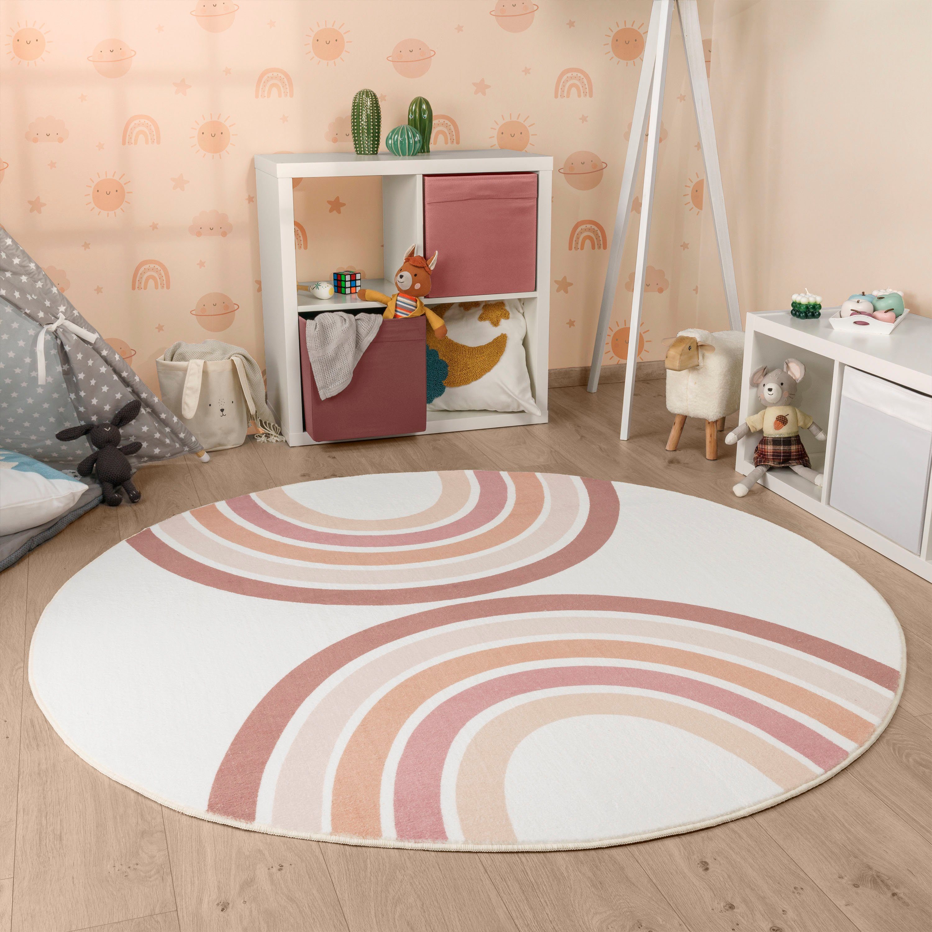 Paco Home Kinderteppich Niloya 361, rund, Höhe: 12 mm, Spielteppich, Kurzfl günstig online kaufen