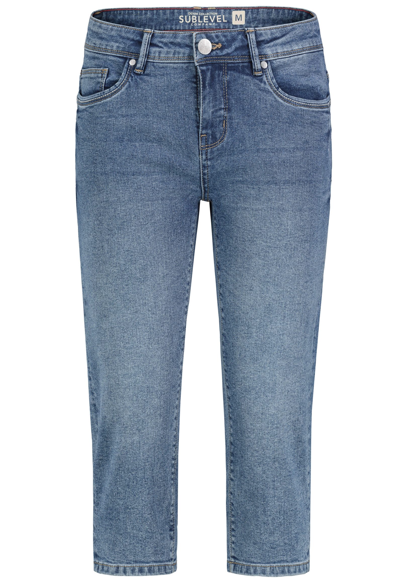 SUBLEVEL Caprijeans Damen Hose 3/4 Jeans Flex Dehnbar Frühling Sommer Dehnbar Stretch Baumwolle