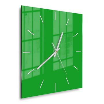 DEQORI Wanduhr 'Unifarben - Mittelgrün' (Glas Glasuhr modern Wand Uhr Design Küchenuhr)