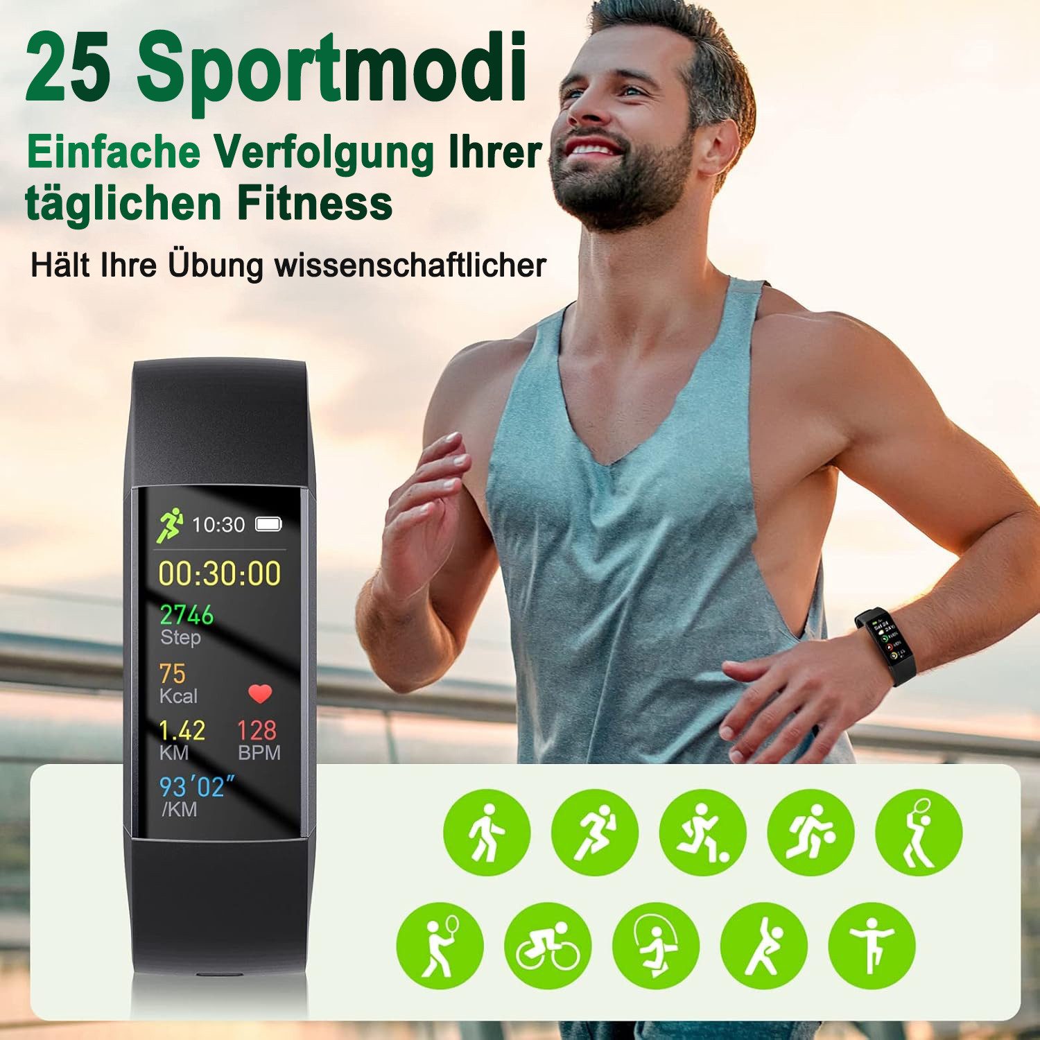 ibettertec Fitness Tracker Uhr mit Anruffunktion für Damen Herren Smartwatch Smartwatch (1.1" AMOLED-Display Zoll Zoll) 5 ATM IP68 Wasserdicht Fitness Tracker mit Schrittzähler Pulsuhr Blutdruck Messgerät für Android iOS, Schlaf-Monitor, Activity Tracker, SpO2, Kalorien-Tracker,Schrittzähler