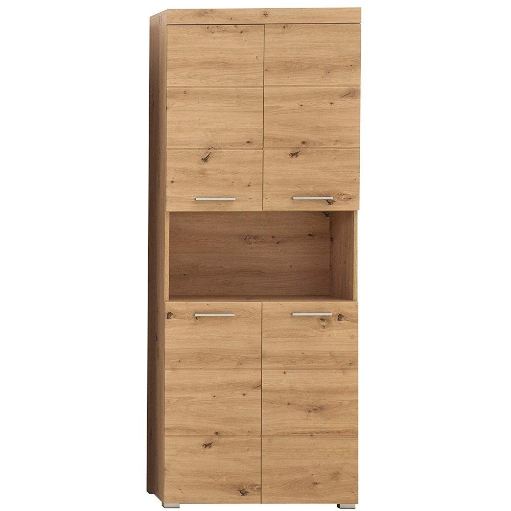 trendteam Hochschrank Badezimmerschrank Schrank Badmöbel Badezimmer Asteiche 73x190x31cm