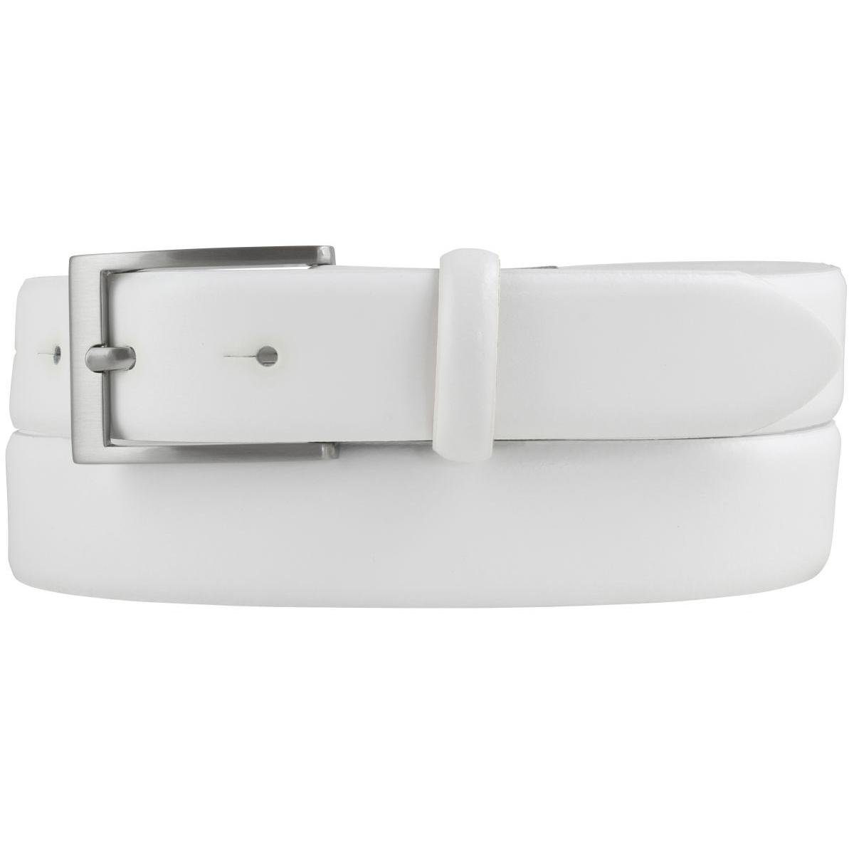 BELTINGER Ledergürtel Gürtel aus Weiß, - glattem Anzug-Gürtel 3 Chino-G für cm - Silber Herren 30mm Leder