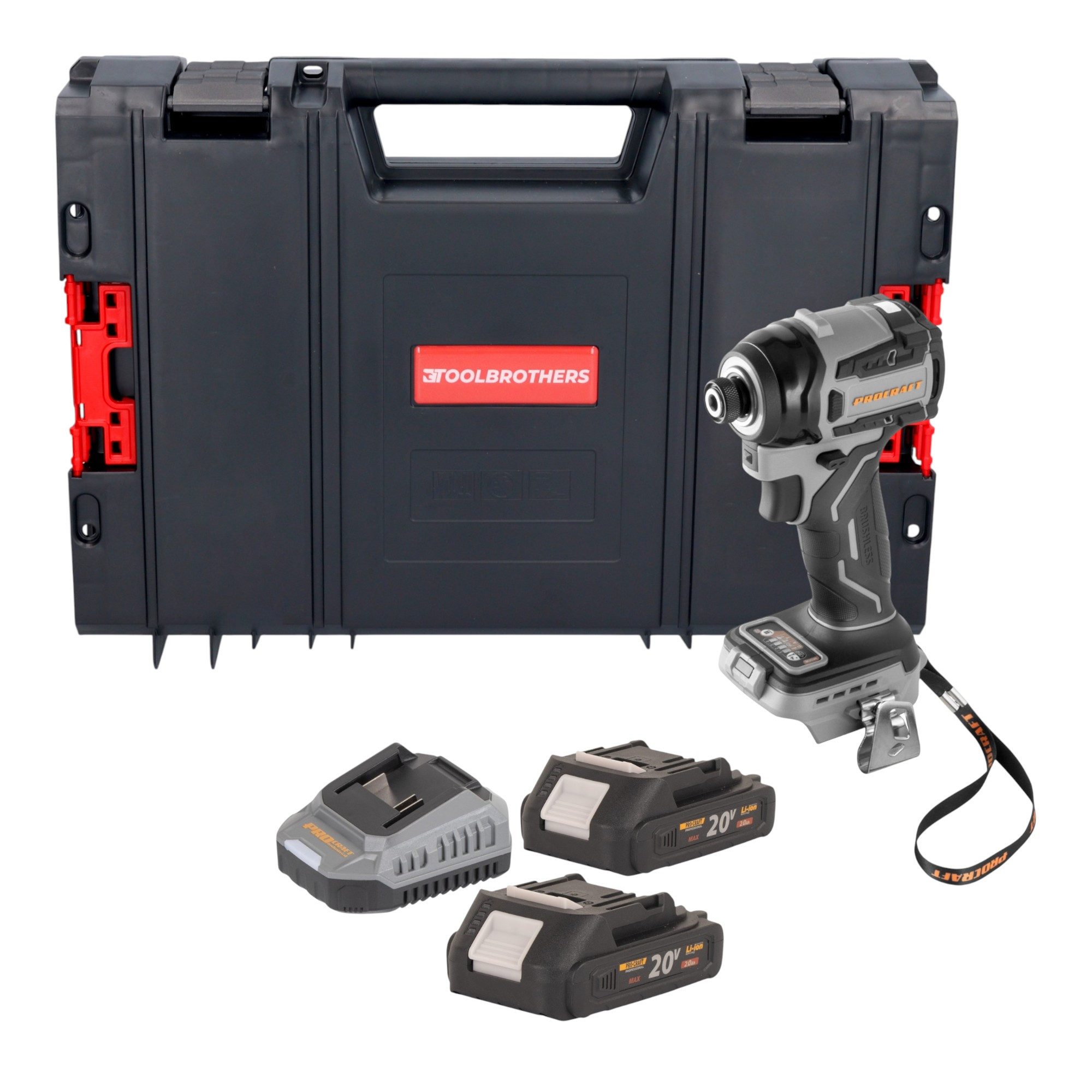 PROCRAFT industrial Akku-Schlagschrauber ID20Abb Akku Schlagschrauber 20 V 180 Nm 1/4" + 2x Akku 2,0 Ah