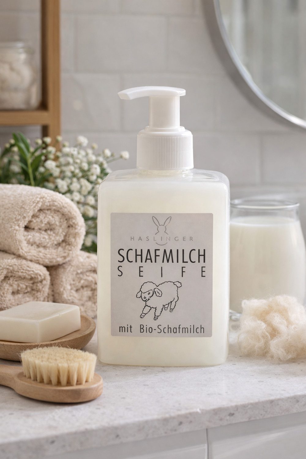 Haslinger Flüssigseife Schafmilch, 1-tlg., mit Spender 250 ml