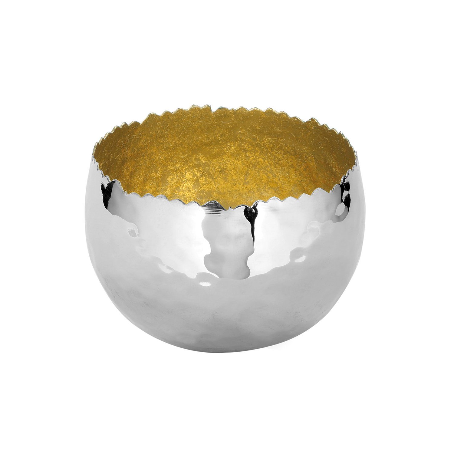 Fink Dekoschale SEFA Schale - silber - Eisen, goldene Folie - H. 8,5cm x D. 12,5cm (1 St., Geschenkidee - Deko), Elegante Glasschale: Servierplatte & Dekoschale als Dekoobjekt