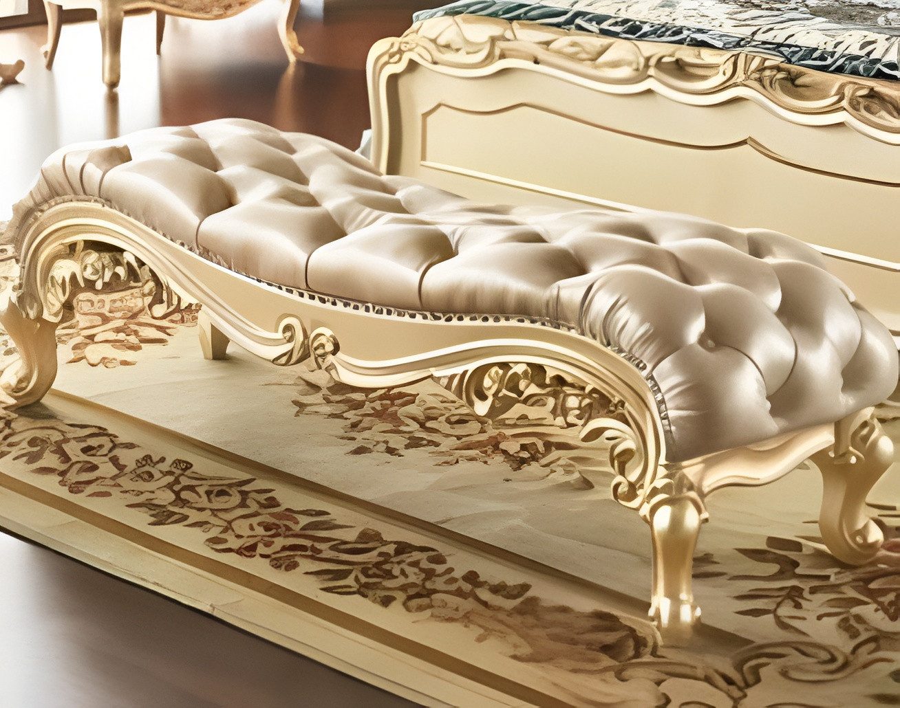 JVmoebel Polsterbank Luxuriöse Polstersitzbank Holzbank Sitzmöbel (1-St)