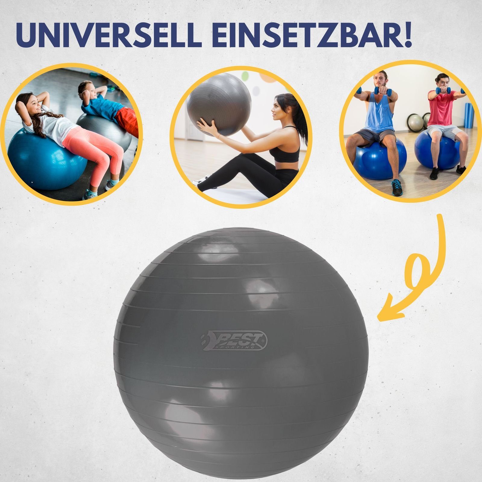 85cm Pilates kg 250kg Für oder Therapie- 65cm, Hause, bis Sitzball Die praktische und I bis und belastbar Trainingsball Sitzmöglichkeit. und Best – als Rehabilitationseinheiten 75cm oder Gymnastikball I für ideal Belastung zum Therapie- für Sporting Ball I Rehabilitationseinheiten Ganzkörpertraining, Fitnessball 250 Gymnastikbälle sind anthrazit maximal I zu I Unisex Erwachsene