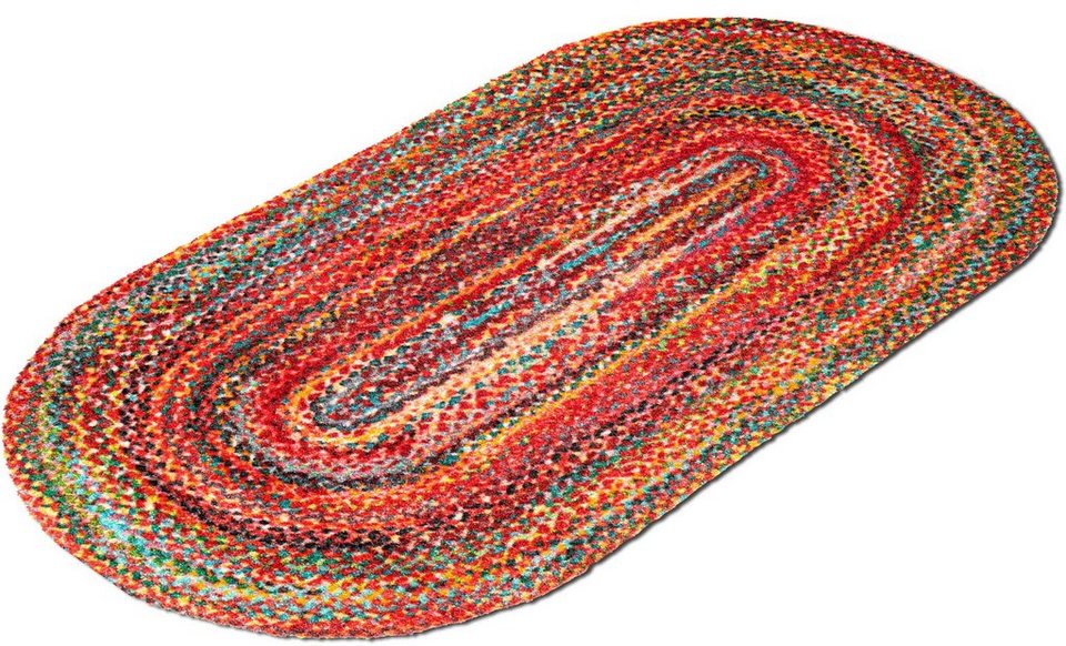 Fußmatte Wovells, wash+dry by Kleen-Tex, oval, Höhe: 9 mm,  Schmutzfangmatte, rutschhemmend, In- und Outdoor geeignet, waschbar,  rutschfest, für Fußbodenheizung geeignet, PVC-frei
