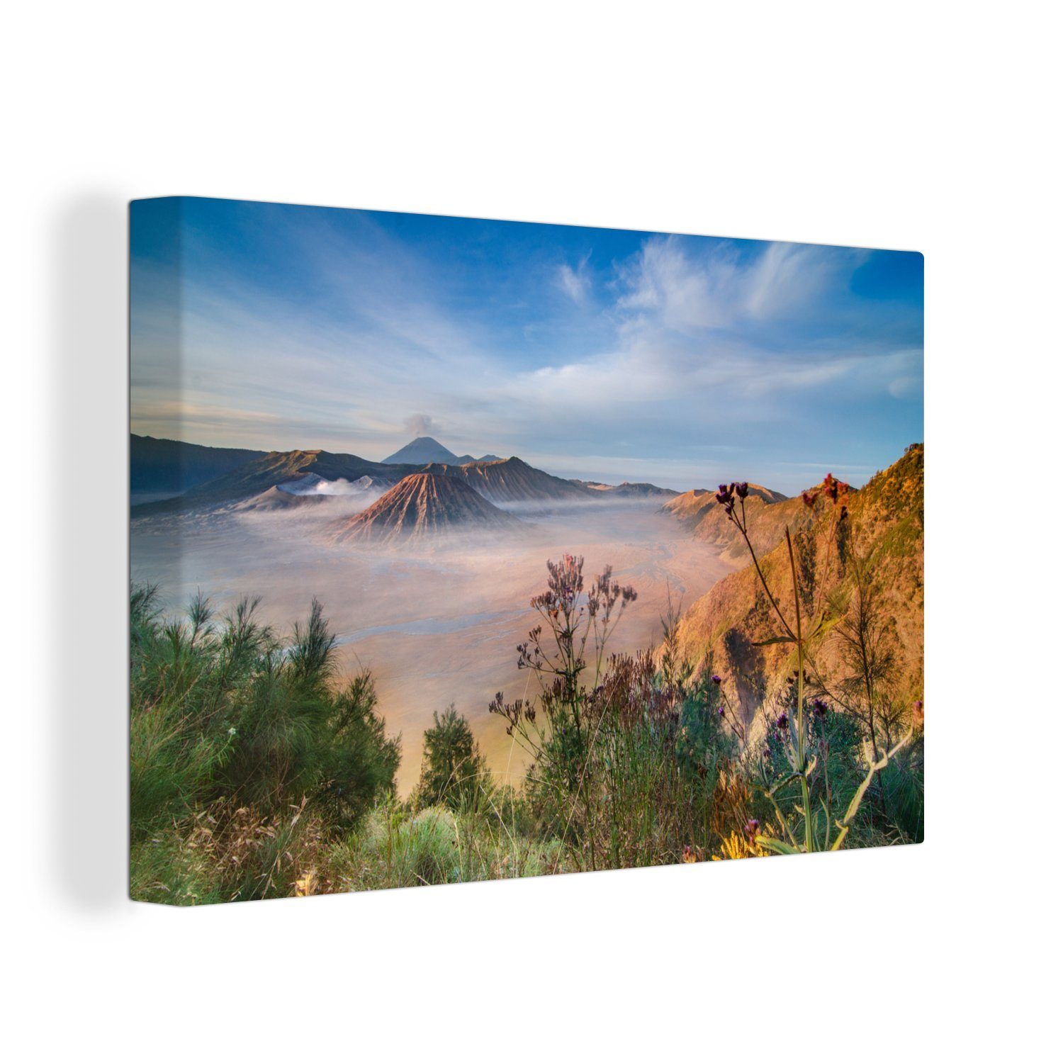 OneMillionCanvasses® Leinwandbild Die Landschaft des Bromo-Tengger-Semeru-Nationalparks in Indonesien, (1 St), Wandbild Leinwandbilder, Aufhängefertig, Wanddeko, 30x20 cm