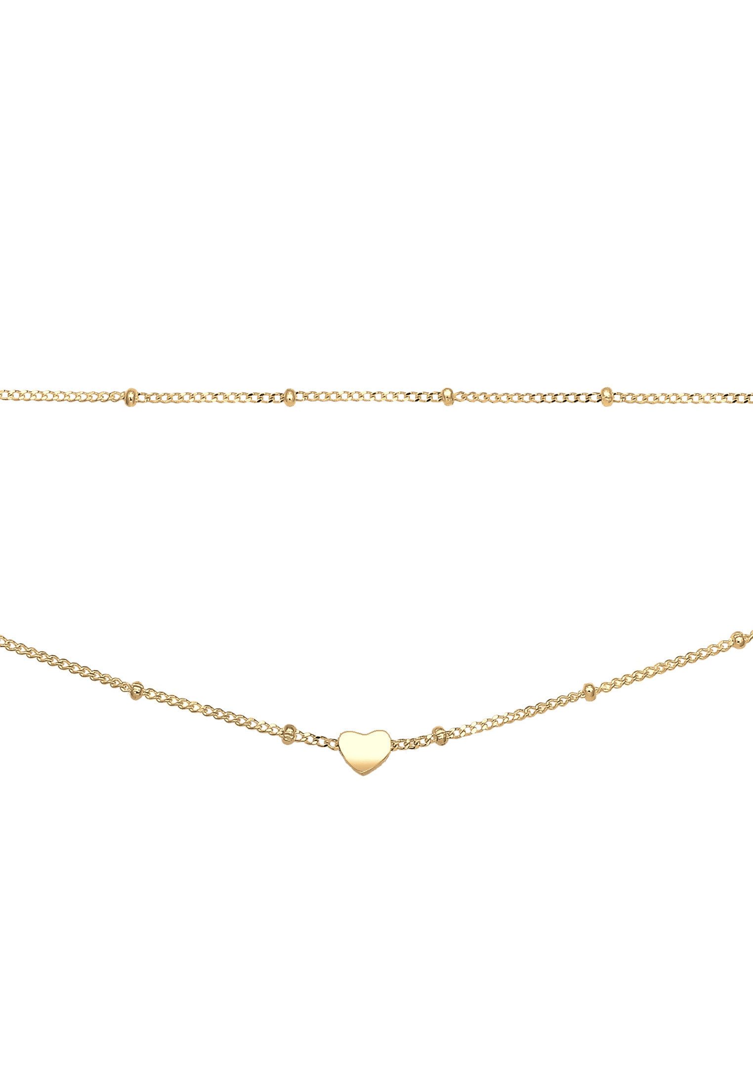 Layer Elli Gold Herz Silber 925 Collier Choker Kugelkette