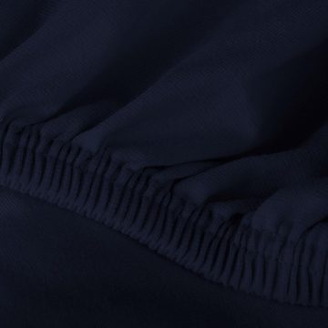 Spannbettlaken Exclusiv Spannbettlaken Elastan 90x200-100x220cm dunkelblau, aqua-textil, Baumwolle, (1 Stück), bügelfrei,dauerelastisch und weich,extrem feine Fasern