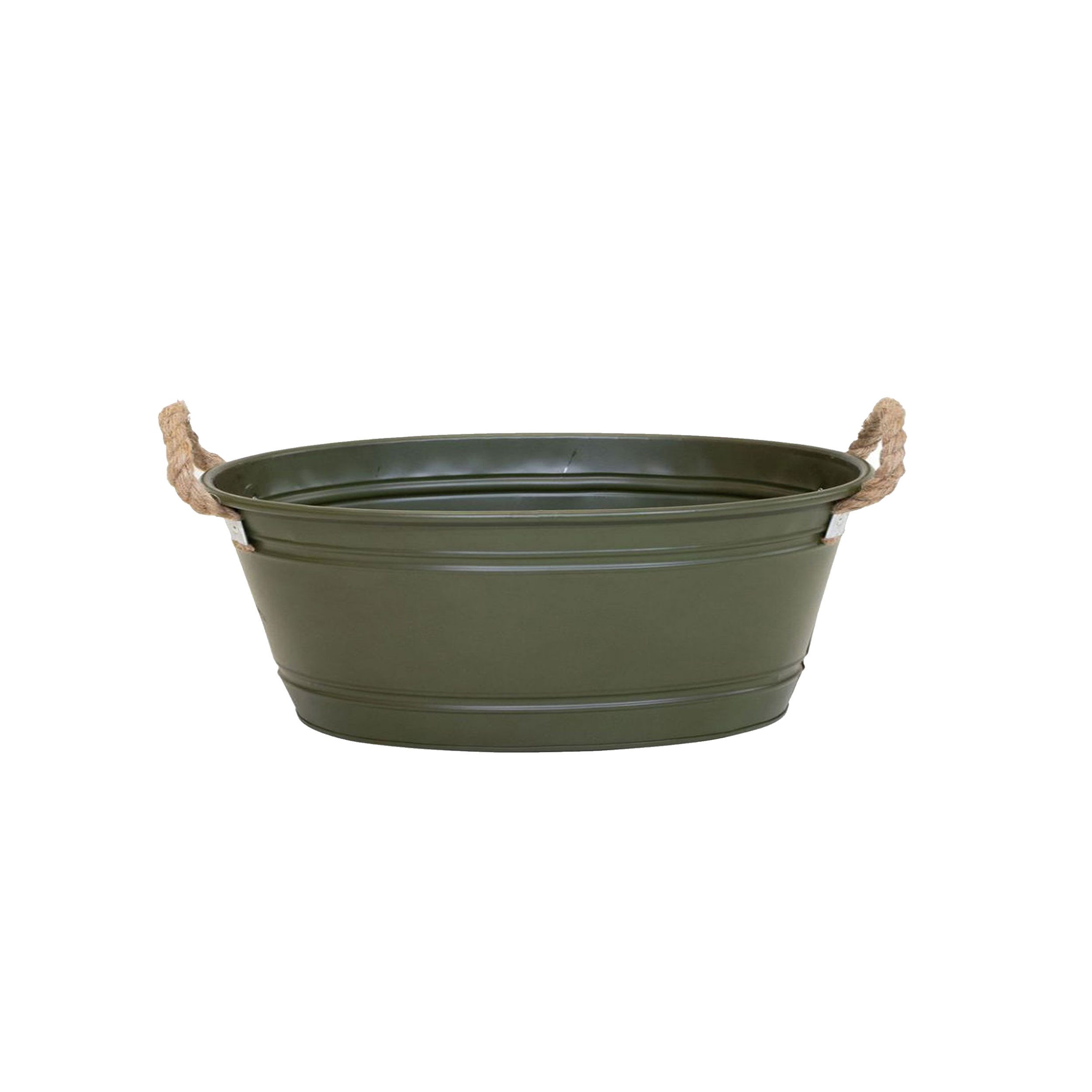 colourliving Blumentopf Pflanztopf "Beat" oval aus Metall mit Kordelgriffen, L 52x37x28 cm, Dekorative Kordelgriffe aus Naturmaterial