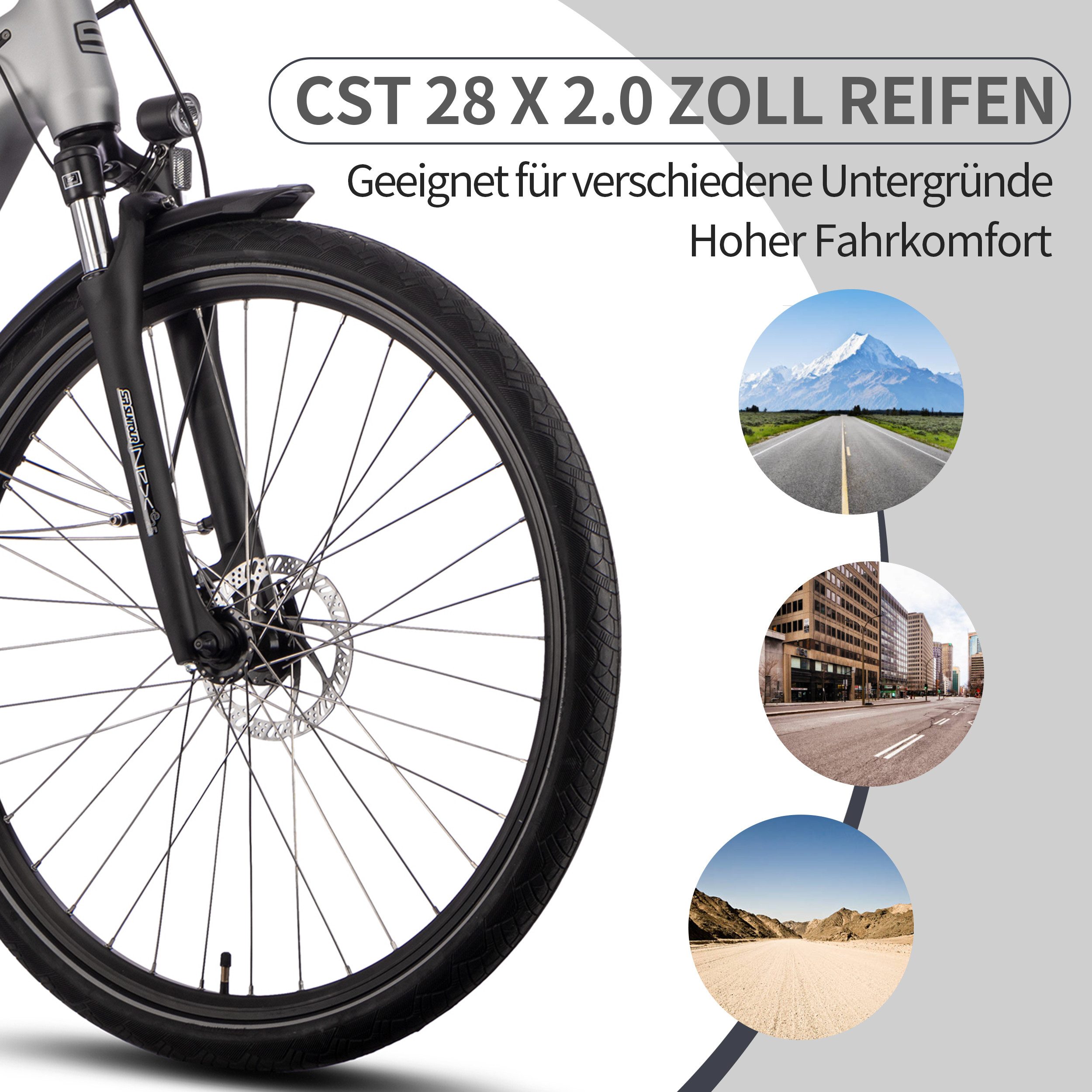 Thumbnail - SAXXX E-Bike Trekkingrad Damen u. Herren 28'' SAXXX QSW, 540Wh, 60-100m, hydr. Scheibenbremsen, 10 Gang SHIMANO Deore Sc...