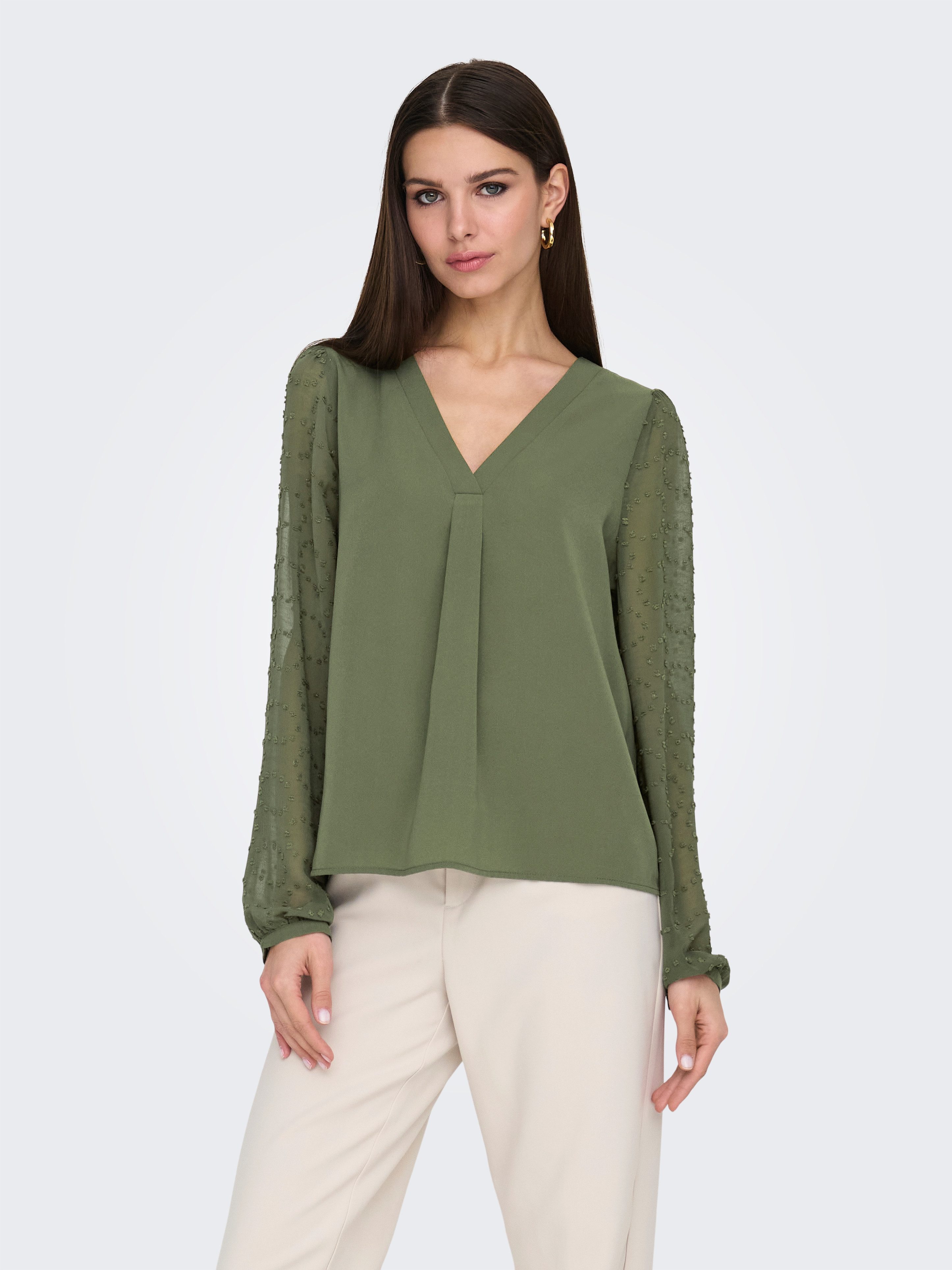 ONLY Shirtbluse ONLMASJA FR L/S V-NECK SHIRT CS PTM günstig online kaufen