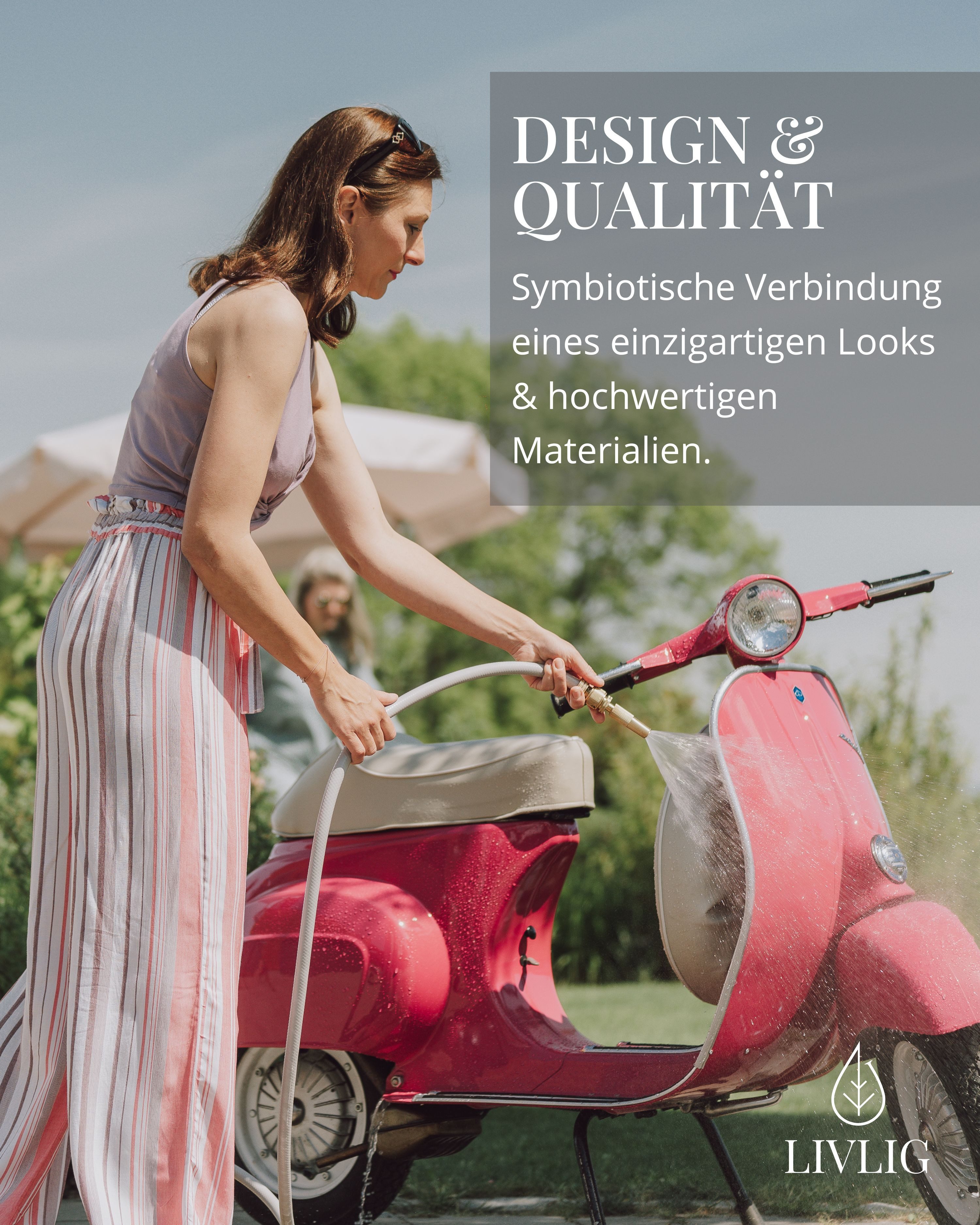 LIVLIG Gartenschlauch 1/2 Zoll, Schöner Gartenschlauch, Wasserschlauch 1/2 Zoll, Greige, Made in Europa, aus 60% recyceltem PVC