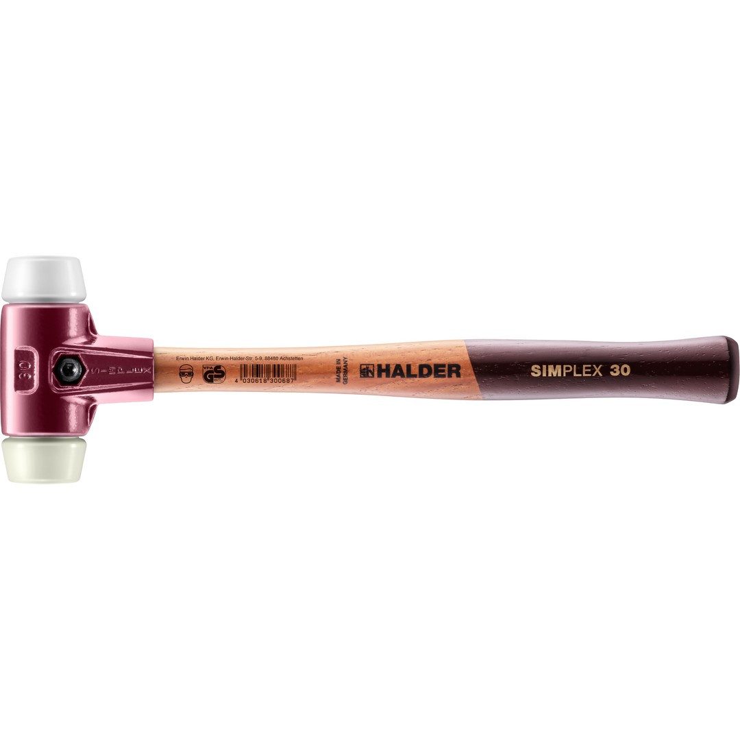 Gummihammer HALDER SIMPLEX Schonhammer Ø 30 mm Superplastik / Nylon mit Temperguss