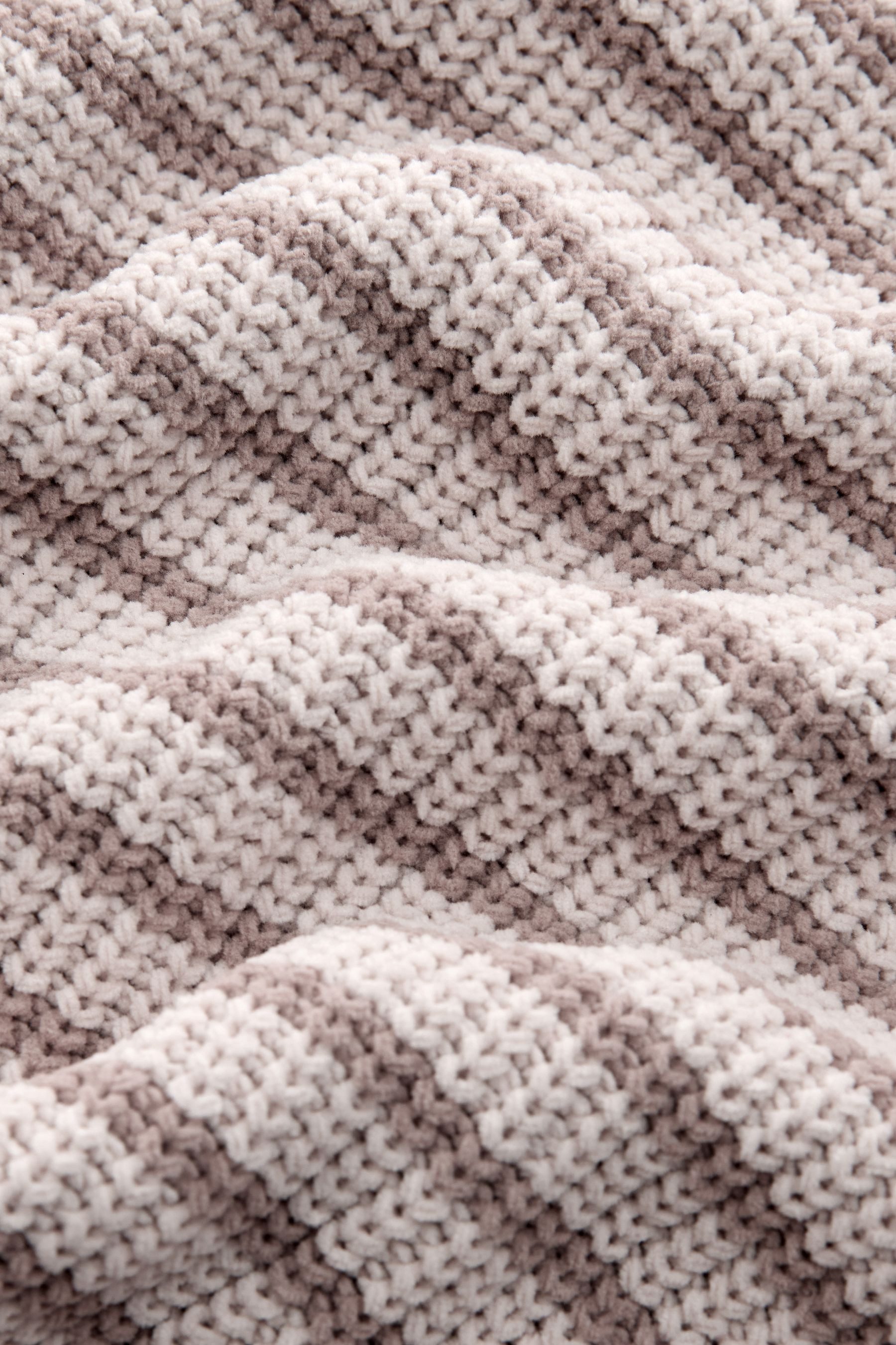 Next Rundhalspullover Gestrickter Rundhalspullover mit Streifen Chenille (1-tlg)
