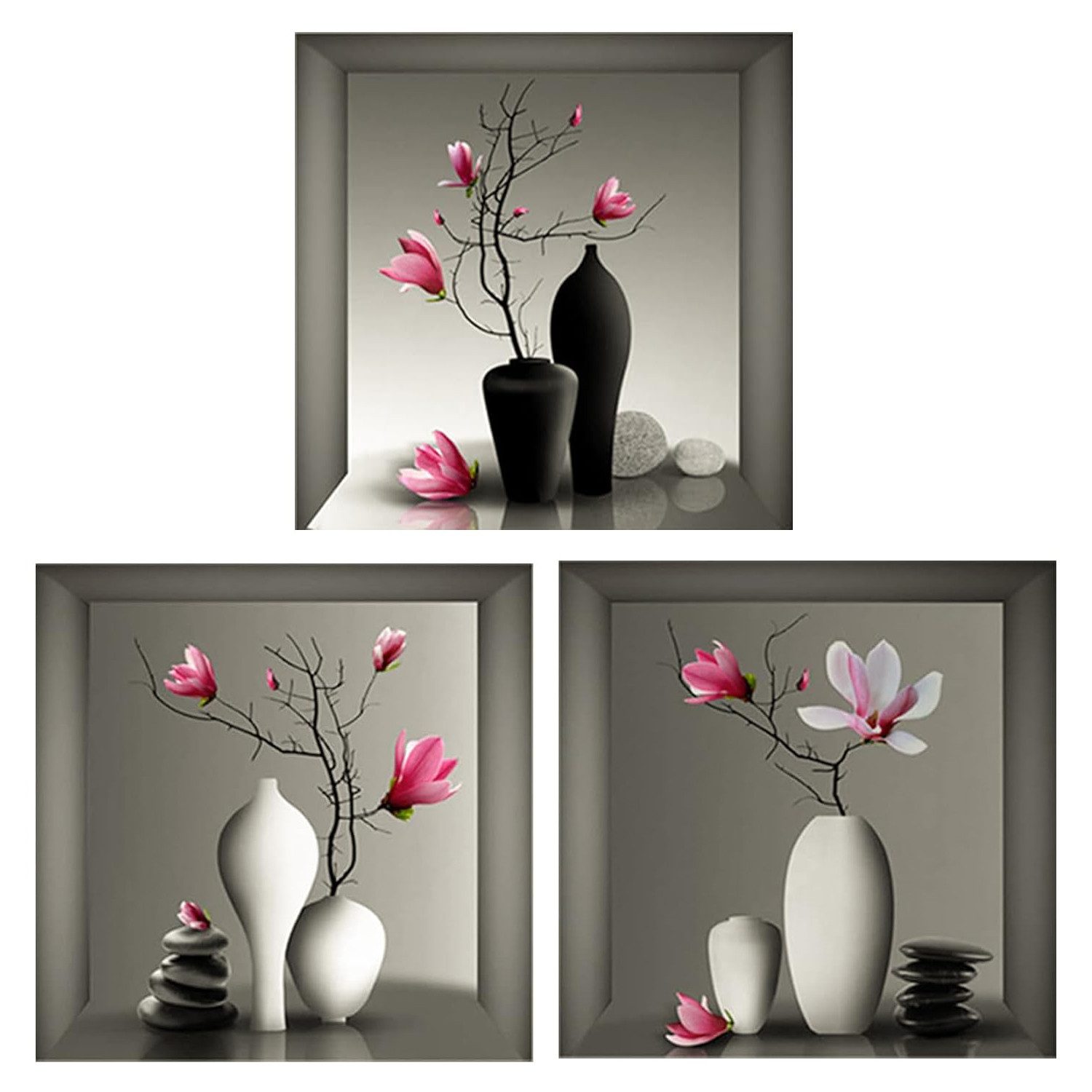 ZEUOPQ Wandtattoo Wandaufkleber 3PCS Vasen-Wandtattoo 3D-Effekt günstig online kaufen