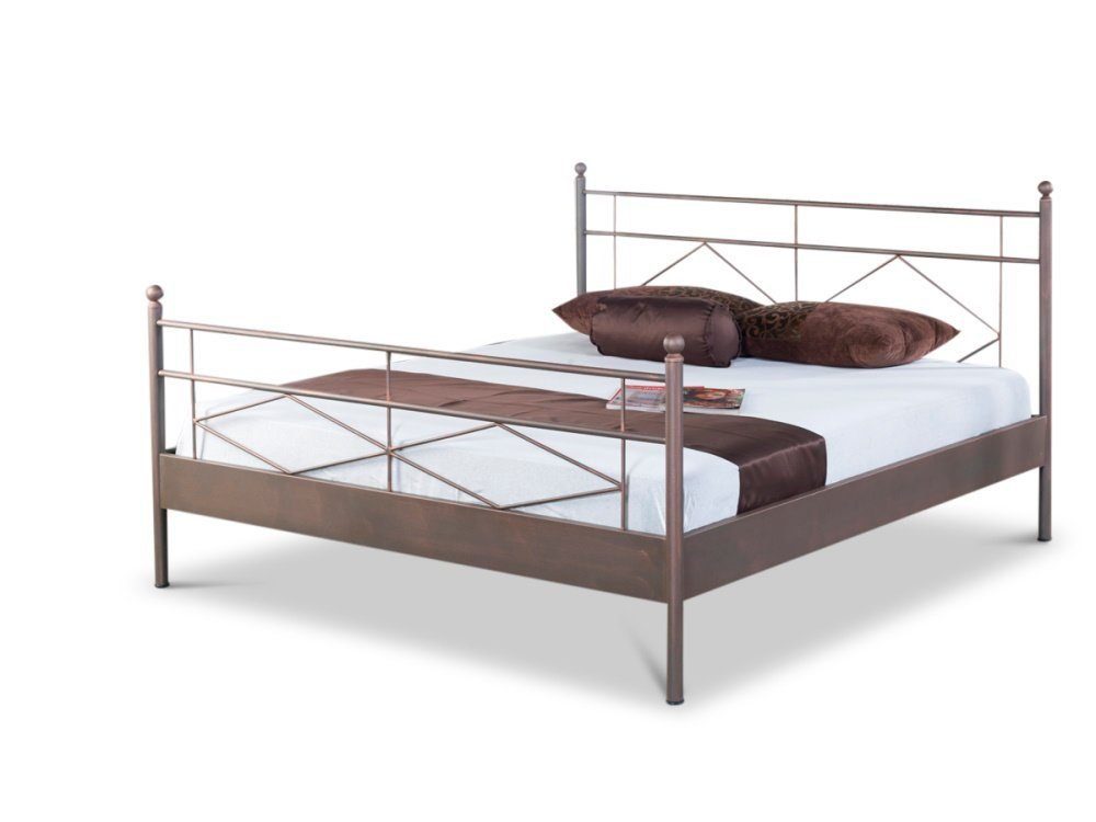 BedBox Metallbett Maria, Klassischer Rahmen in trendiger Farbe, pulverbeschichtetes Metall graphitbraun/kupfergew