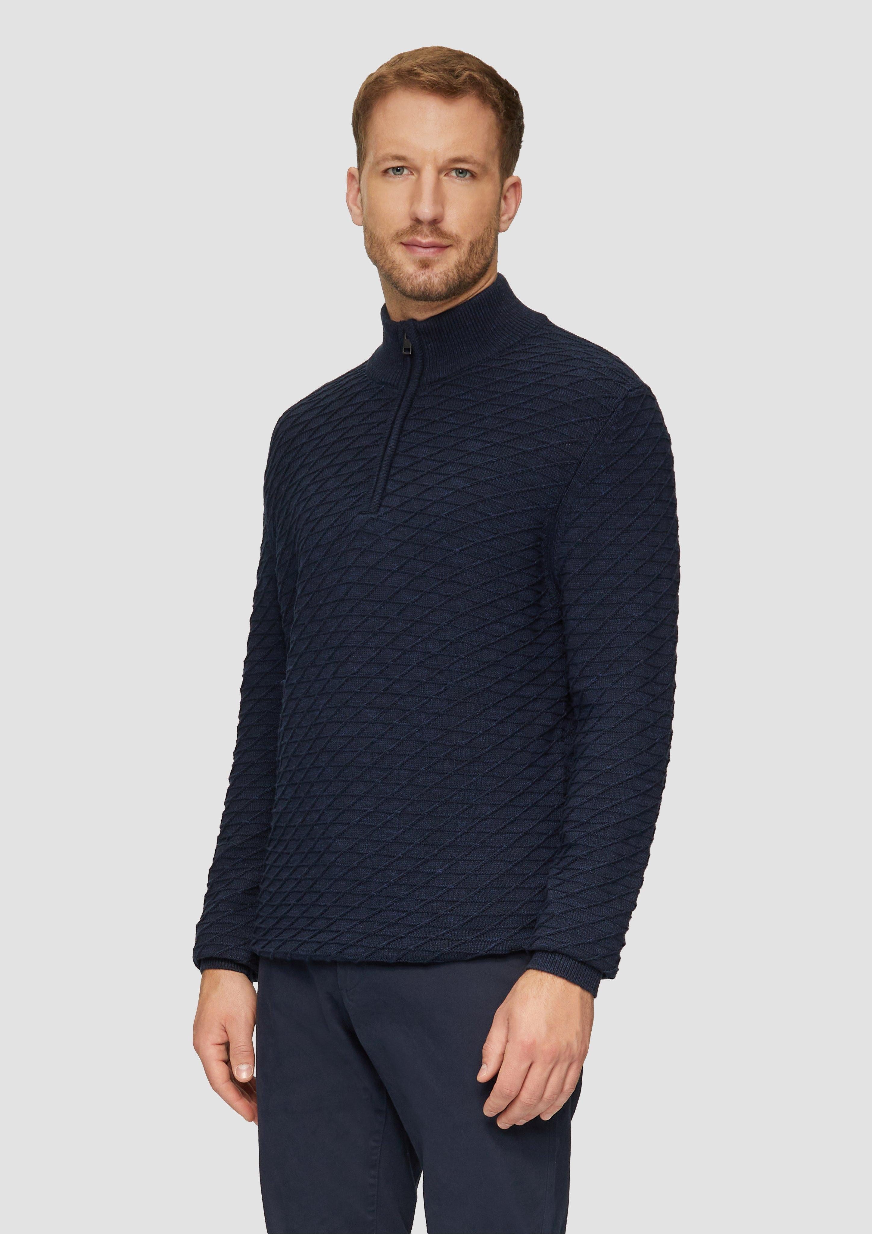 Strickpullover Strukturierter Pullover mit Half-Zip