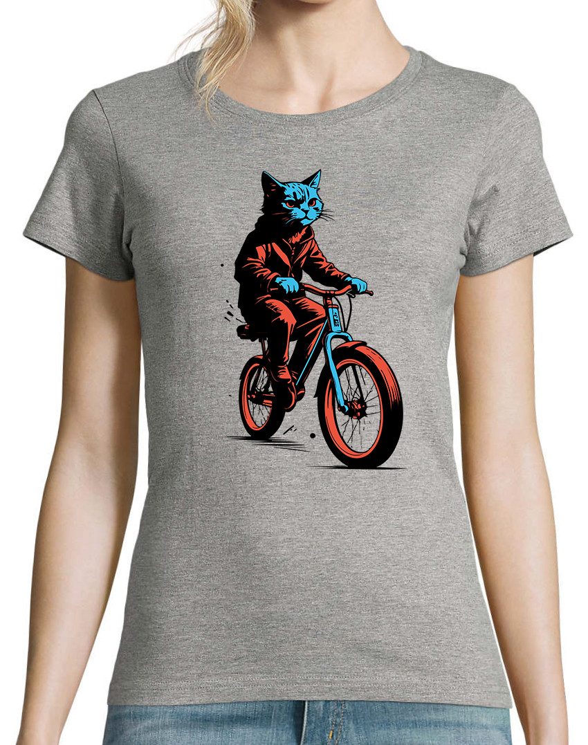 Youth Designz Print-Shirt Katze Fahrrad Damen günstig online kaufen