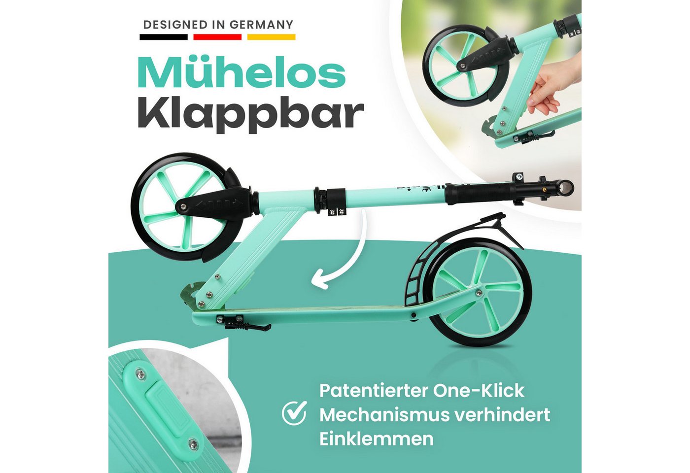 Thumbnail - ROLLKÖNIG Cityroller Tretroller Rollkönig ® Scooter Kinder ab 5 Jahren, mit großen Rädern, Cityroller