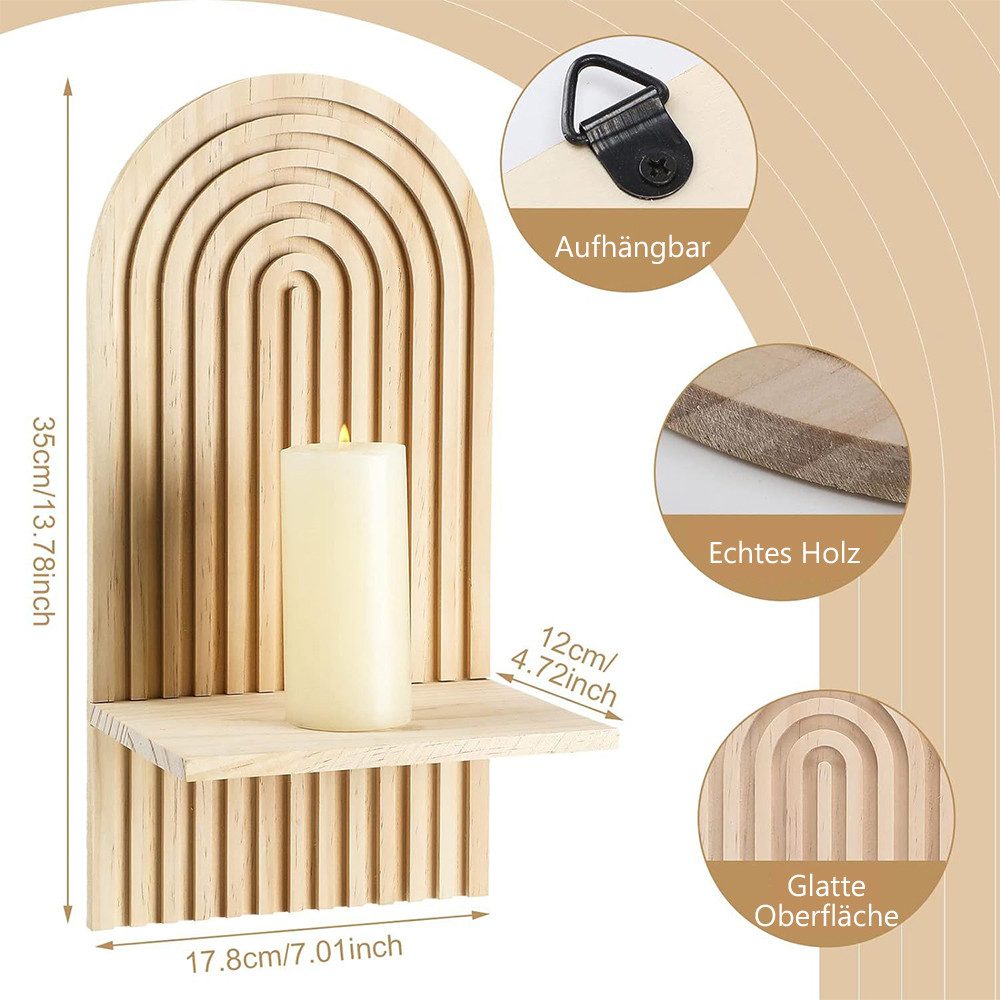 TUWENA Wandregal 2 Stück Wandregal Holz, Boho Wanddeko, Klein Pflanzregal H günstig online kaufen