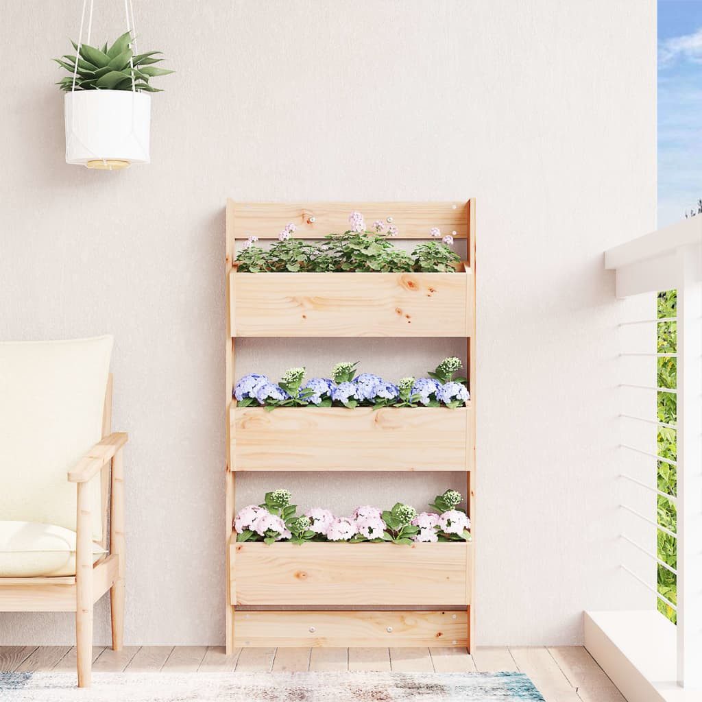 vidaXL Blumentopf Wand-Pflanzkübel mit 3 Fächern günstig online kaufen
