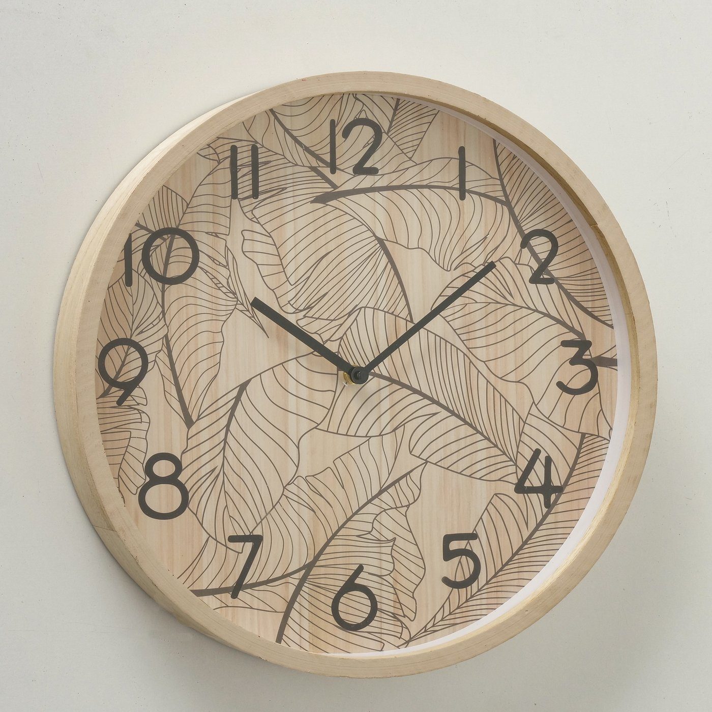 BOLTZE Wanduhr "Leaves" aus Glas/Holz in braun B40cm, Uhr