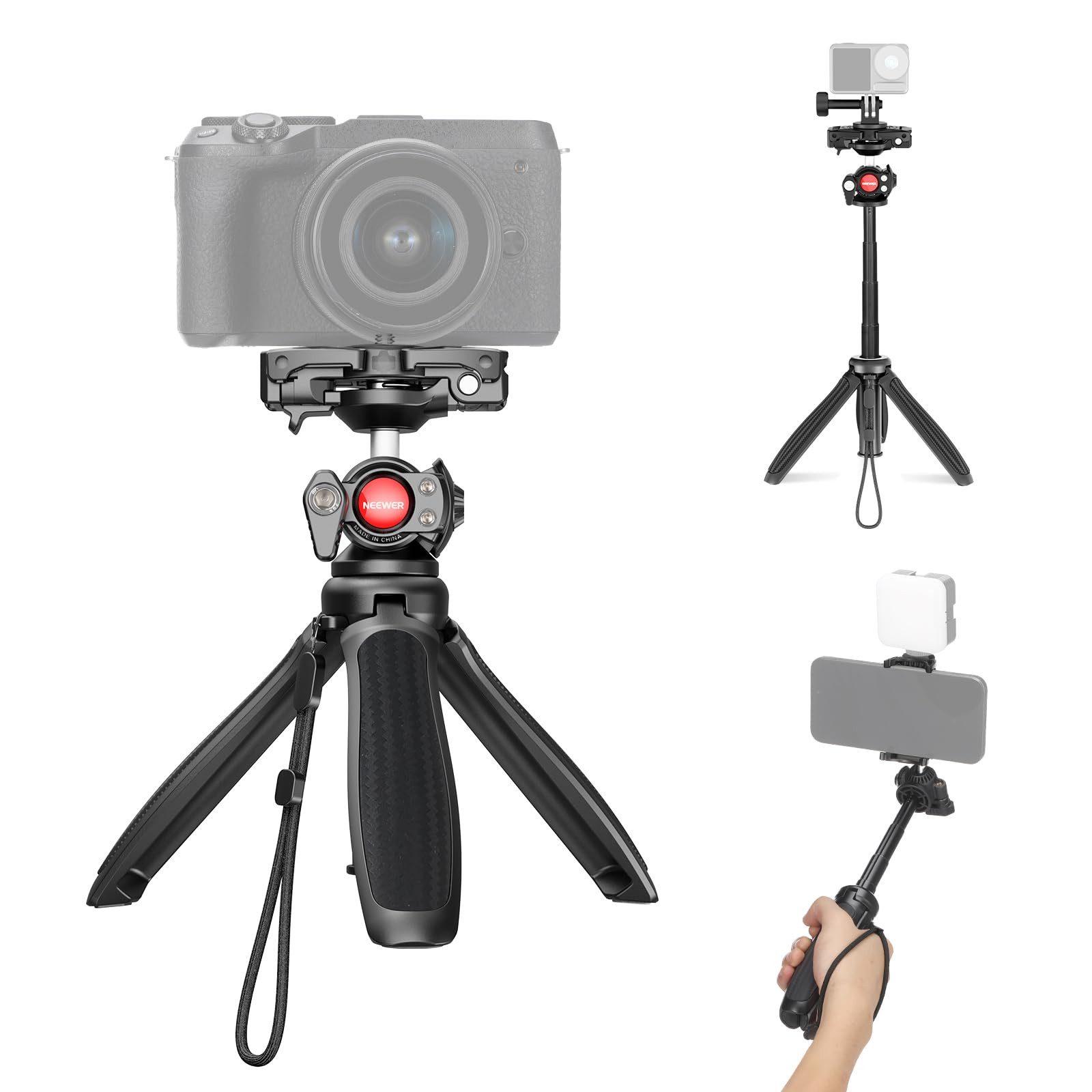Neewer TP38 15cm Mini-Stativ mit 360° Kugelkopf, für Handy & GoPro 9-13 Ministativ (Telefon Stativ)