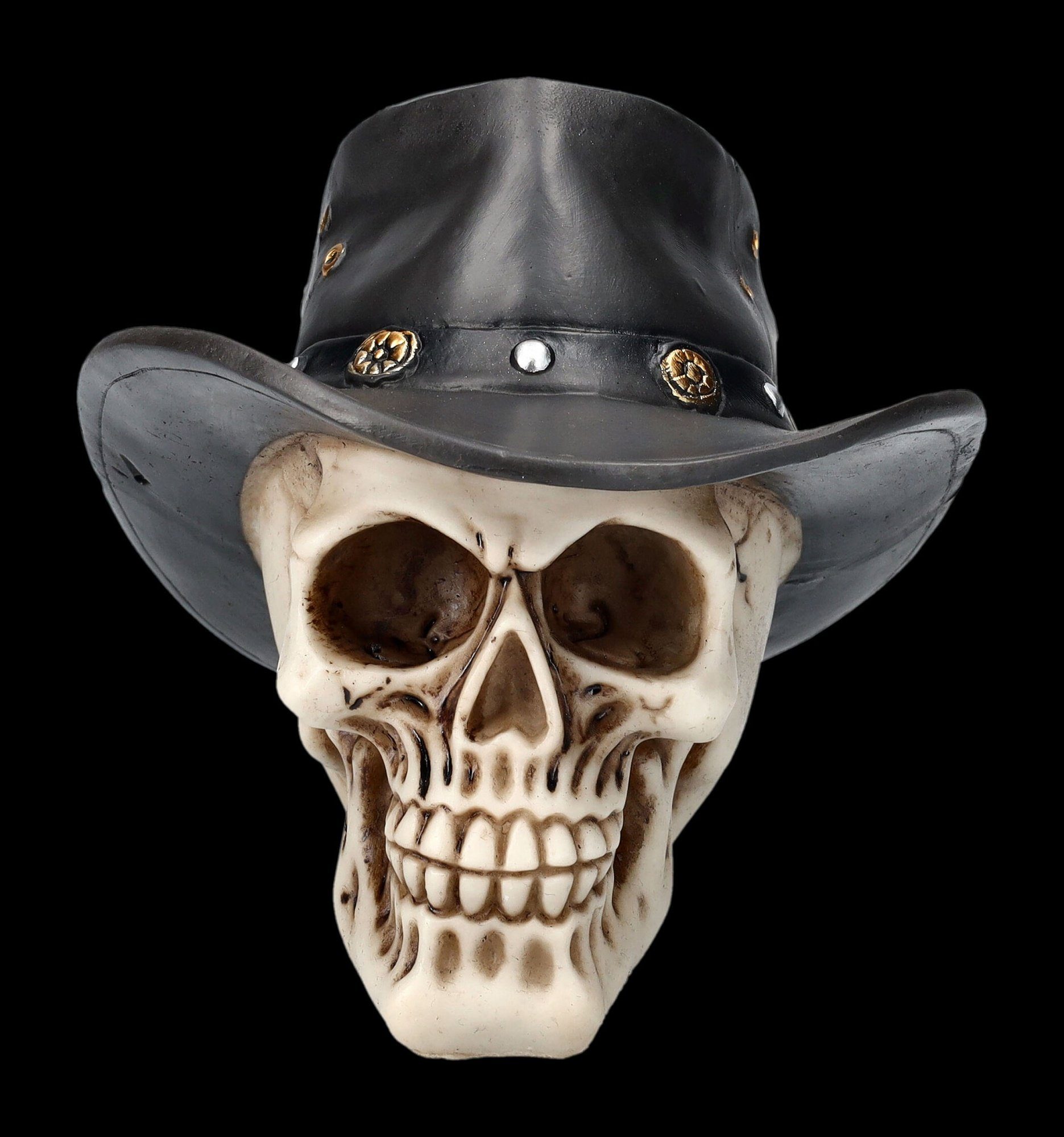 Figuren Shop GmbH Dekofigur Totenkopf - Cowboy - Gothic Dekoration Dekofigu günstig online kaufen