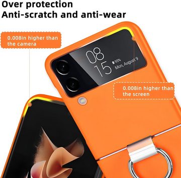 CULTZEN Handyhülle Anti-Fall Hülle Ringhalterung Hülle Samsung Galaxy Flip 4 Orange Faltbares Smartphone, Robuste Hülle, Elegant Design, Polykarbonat, Hochwertiger Schutz, Ultraleichte Abdeckung, Klappbare Faltbares Smartphone, Robuste Hülle, Elegant Design