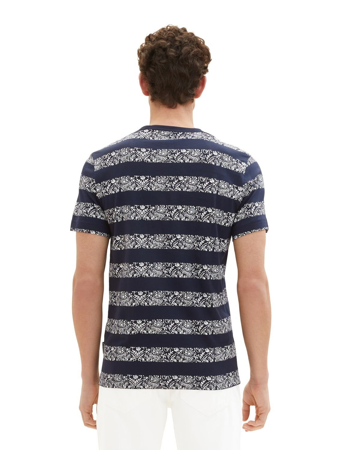 TOM TAILOR T-Shirt PAISLEY STRIPE (1-tlg) aus Baumwolle