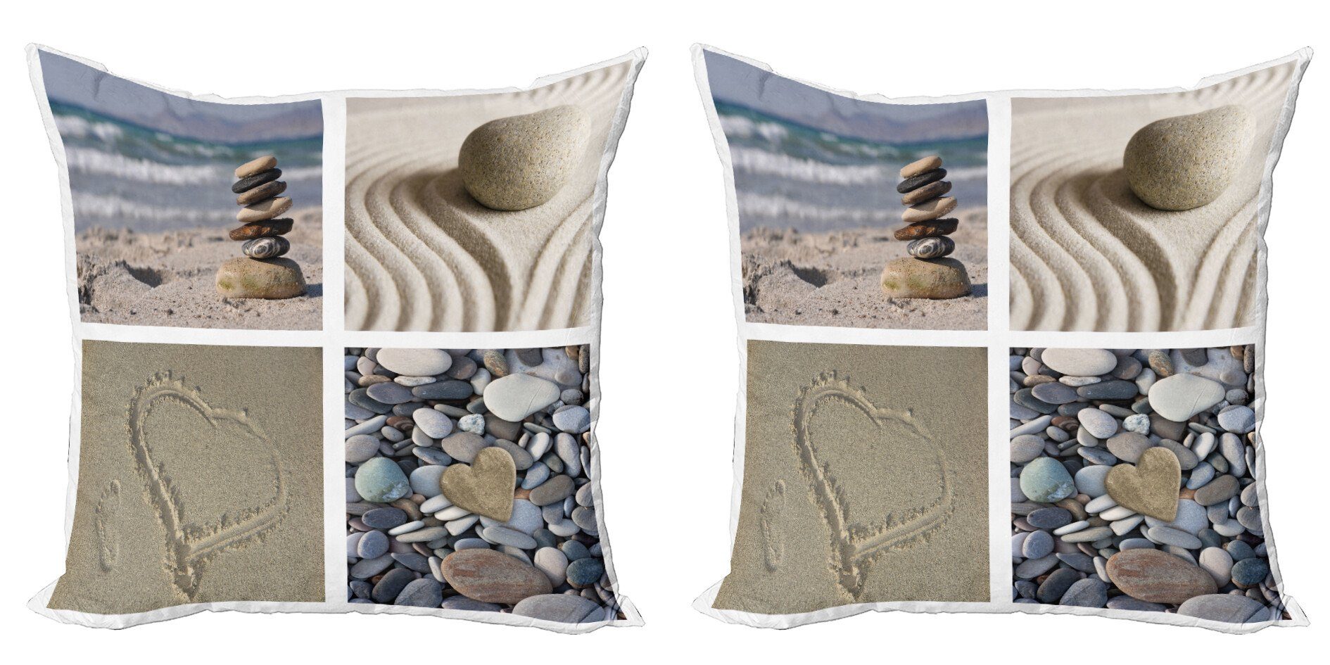 Digitaldruck, Sand und Abakuhaus (2 Kissenbezüge Kies Küsten Stück), Collage Doppelseitiger Modern Accent