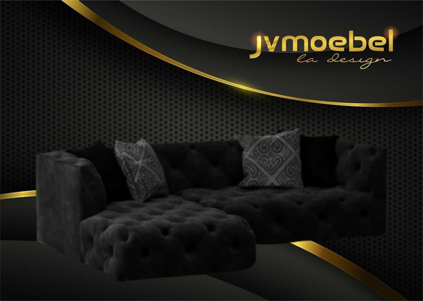 Design JVmoebel Neu, Europe Made Braunes Schwarz Couch Polstermöbel Chesterfield L-Form in Ecksofa