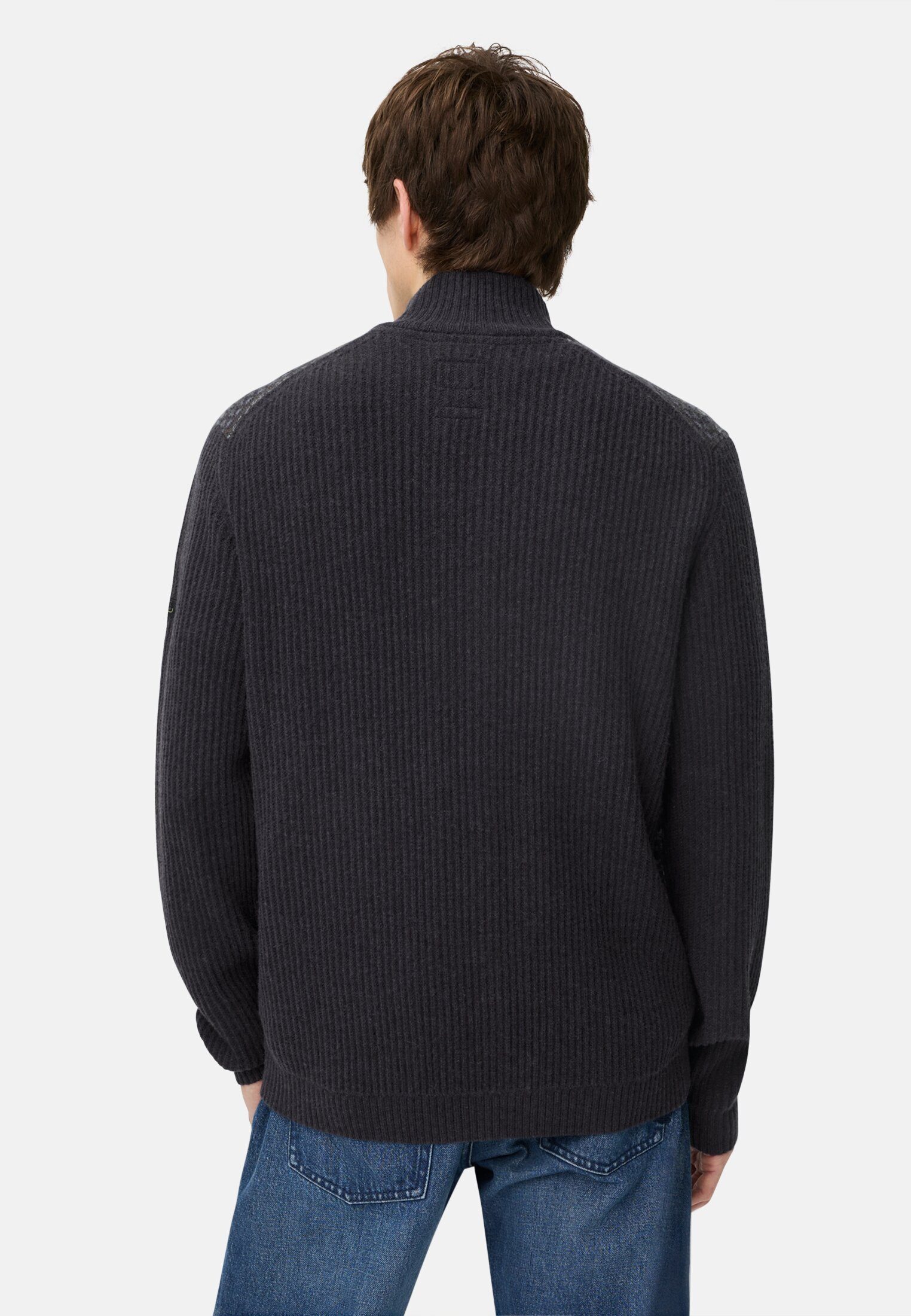camel active Cardigan mit Stehkragen Langarm Markenlabel