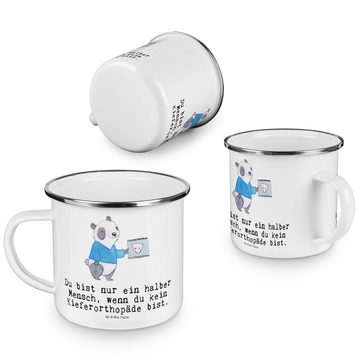 Mr. & Mrs. Panda Becher Kieferorthopäde Herz - Weiß - Geschenk, Rente, Ausbildung, Emaille Ca, Emaille, Liebevolles Design