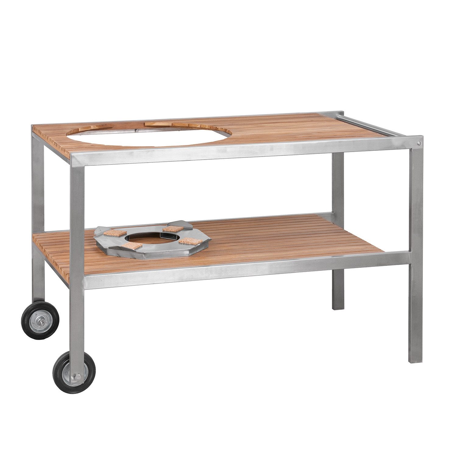 MONOLITH Keramikgrill Monolith Le Chef Tisch aus Edelstahl & Teak