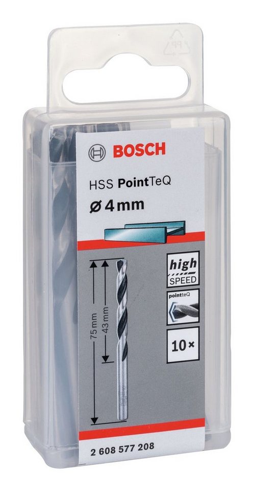 Thumbnail - BOSCH Metallbohrer, (10 Stück), HSS PointTeQ (DIN 338) Metallspiralbohrer - 4 mm - 10er-Pack