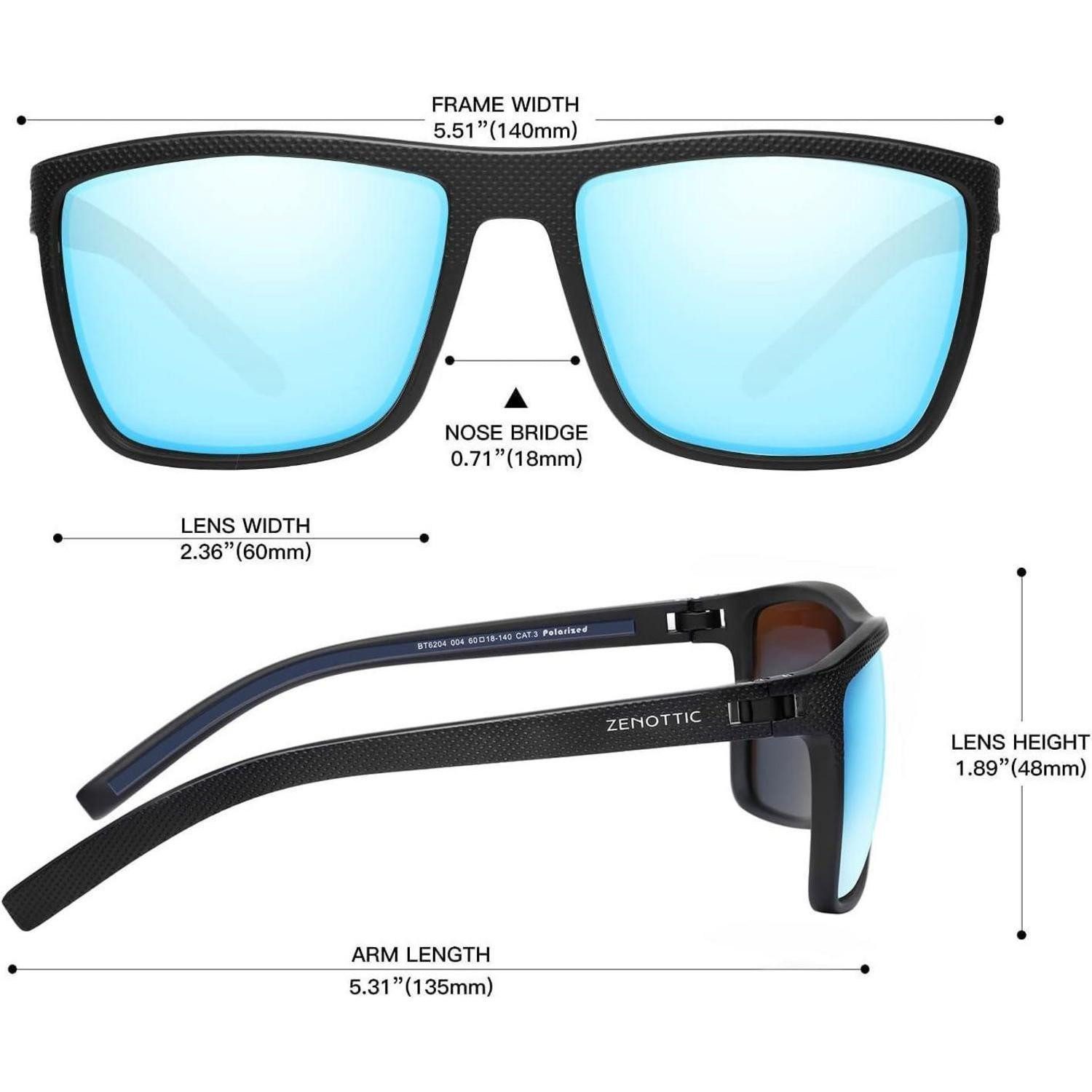 LuxusKollektion Sonnenbrille Sonnenbrille Herren C004 Schwarzer Rahmen Blau Verspiegelte Linse