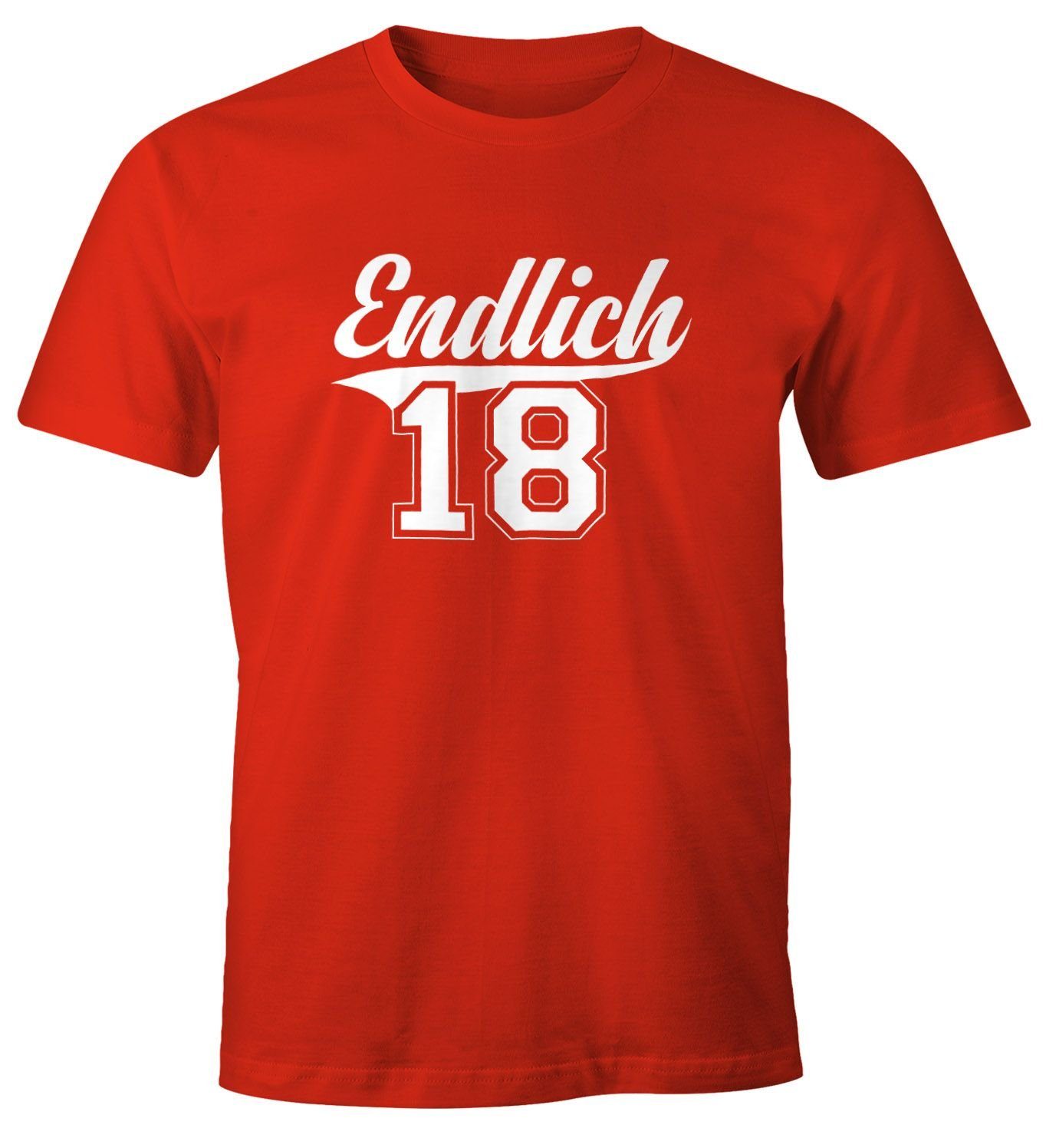 Print-Shirt Herren T-Shirt Geburtstag Geschenk Endlich 18 College Stil Volljährig