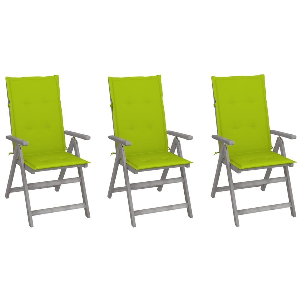 vidaXL Gartenstuhl Verstellbare Gartenstühle 3 Stk. mit Auflagen Massivholz Akazie (3 St) | Stühle