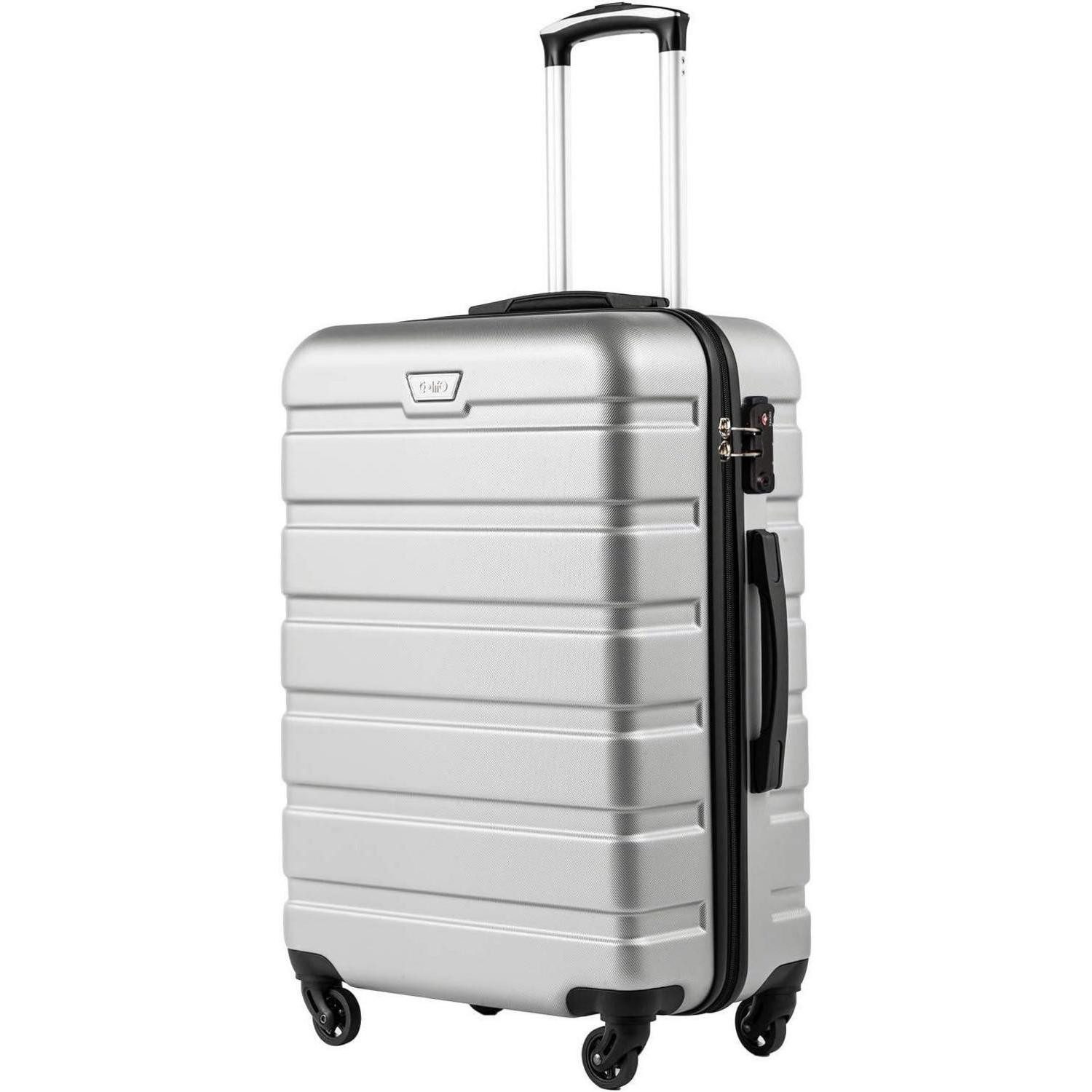 LuxusKollektion Kofferset Koffer Hartschalenkoffer Trolley TSA Mittelgroßer Koffer Helles Silber