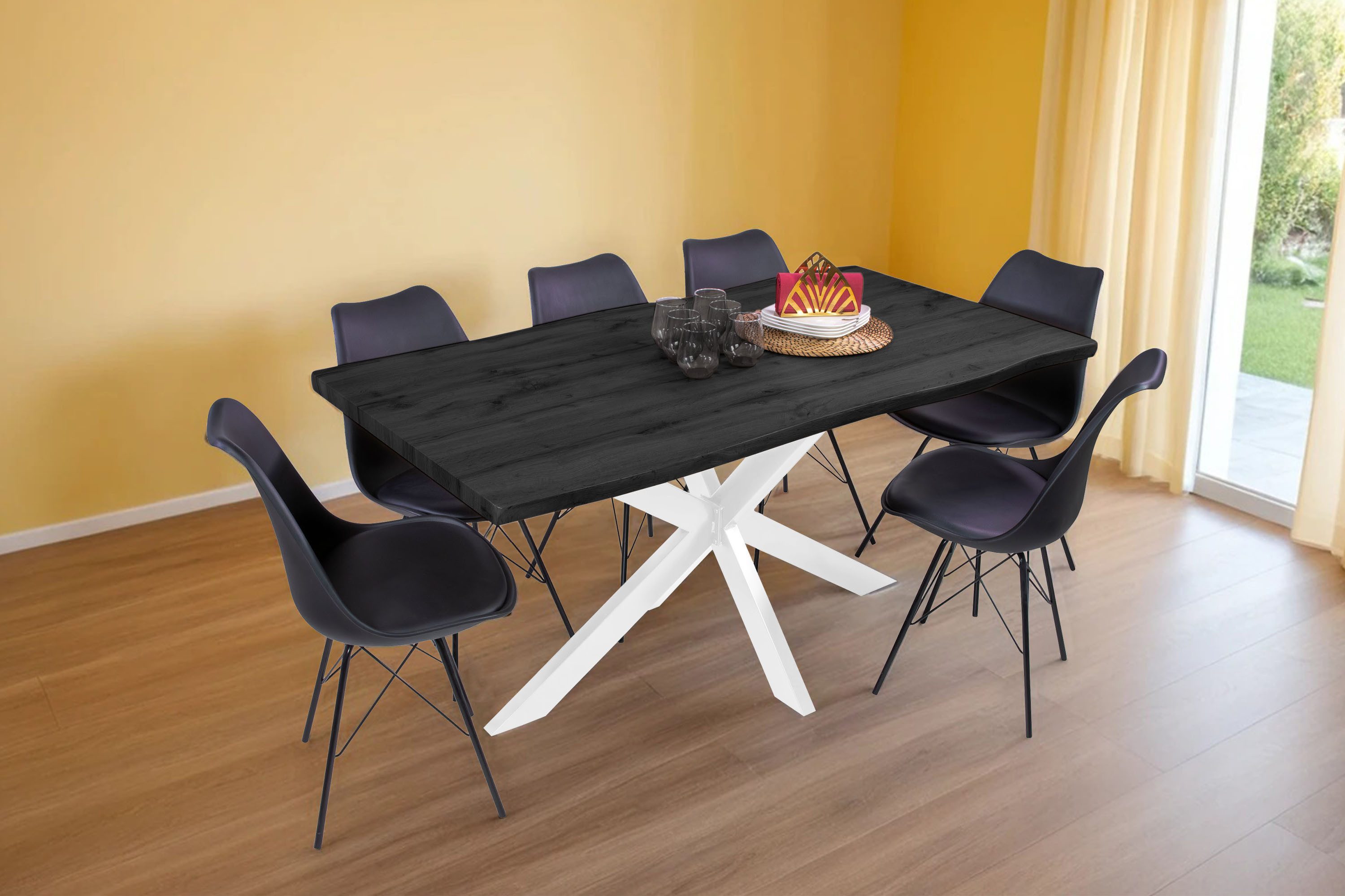 Loreno® Esstisch Josy, Holz-Optik Grau, Baumkante, günstig online kaufen