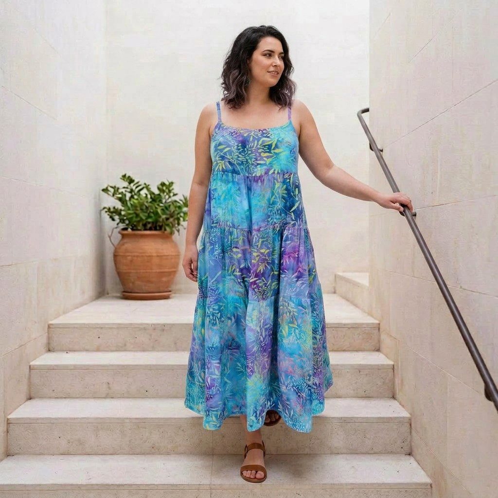 Guru-Shop Midikleid Boho Sommerkleid, luftiges Midikleid,.. alternative Bekleidung