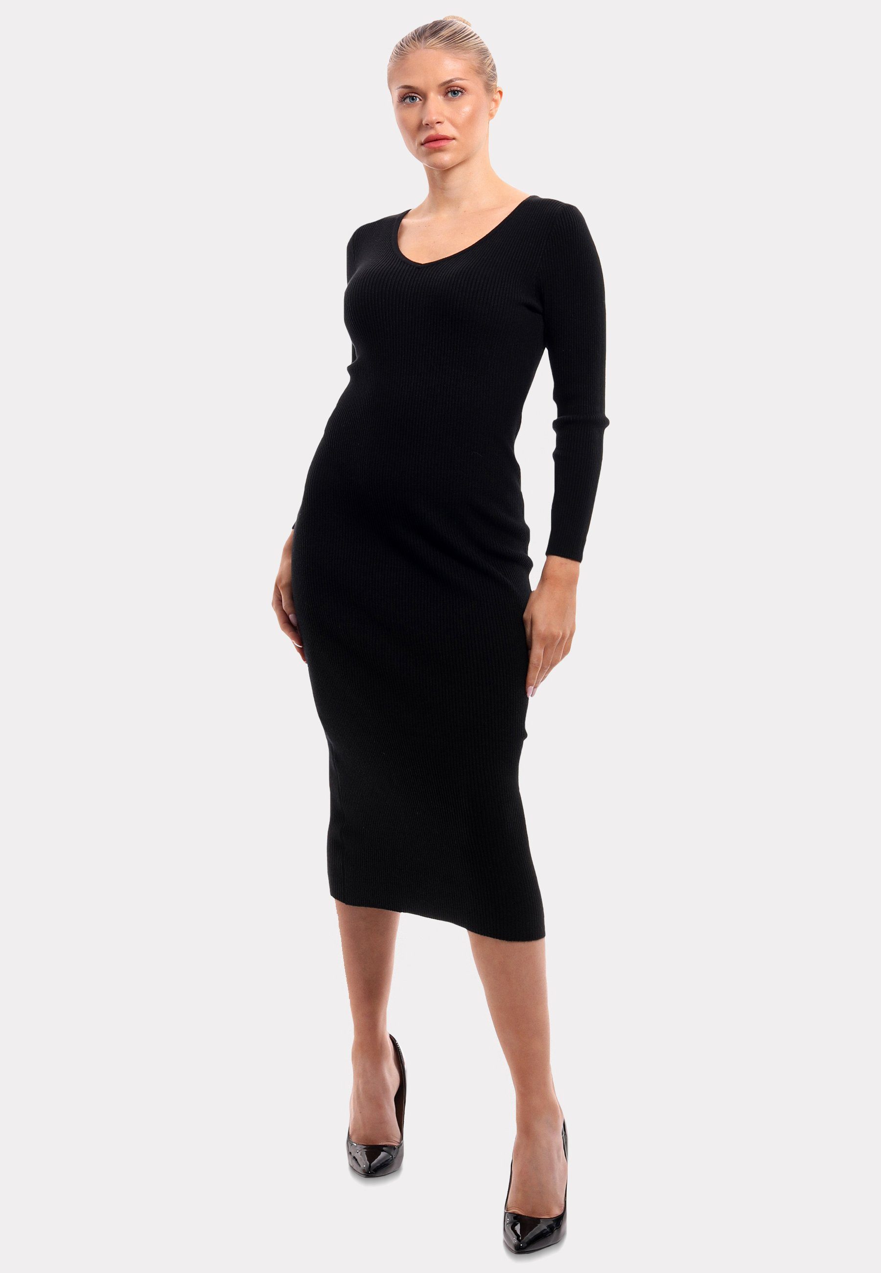 YC Fashion & Style Strickkleid Strickkleid mit V-Ausschnitt KNIT DRESS (Kein Set, 1 -tlg) Langarm