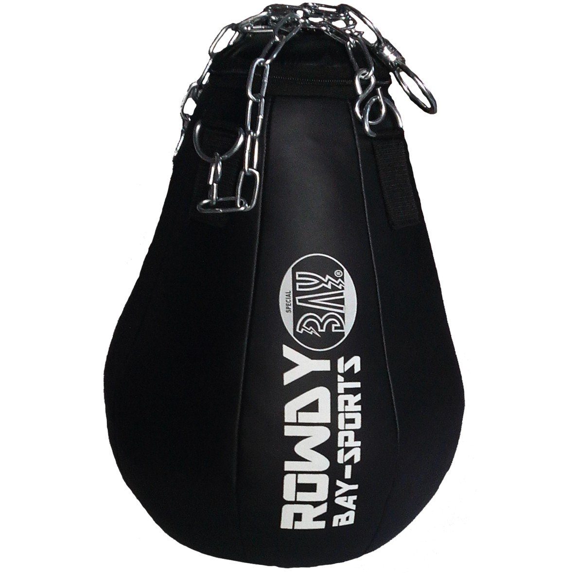 BAY-Sports Boxsack Maisbirne 60cm 15kg Schlagbirne Boxball Boxbirne Sandsack Vollkontakt (Set fix und fertig), fertig gefüllt, Kunstleder, Profi Qualität, Stahlkette, Drehkopf | Boxsäcke