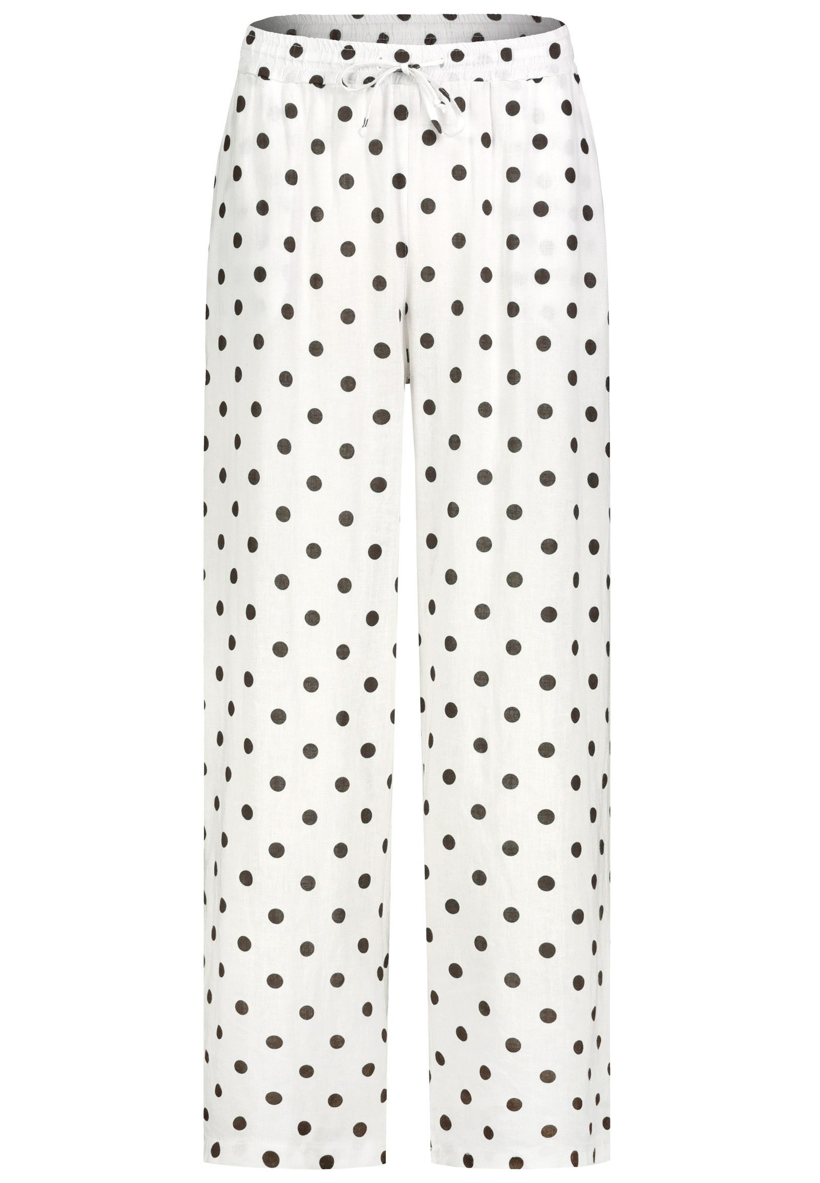SUBLEVEL Stoffhose Damen Stoffhose aus Leinen-Mix Polka-Dot Design, Eingrifftaschen